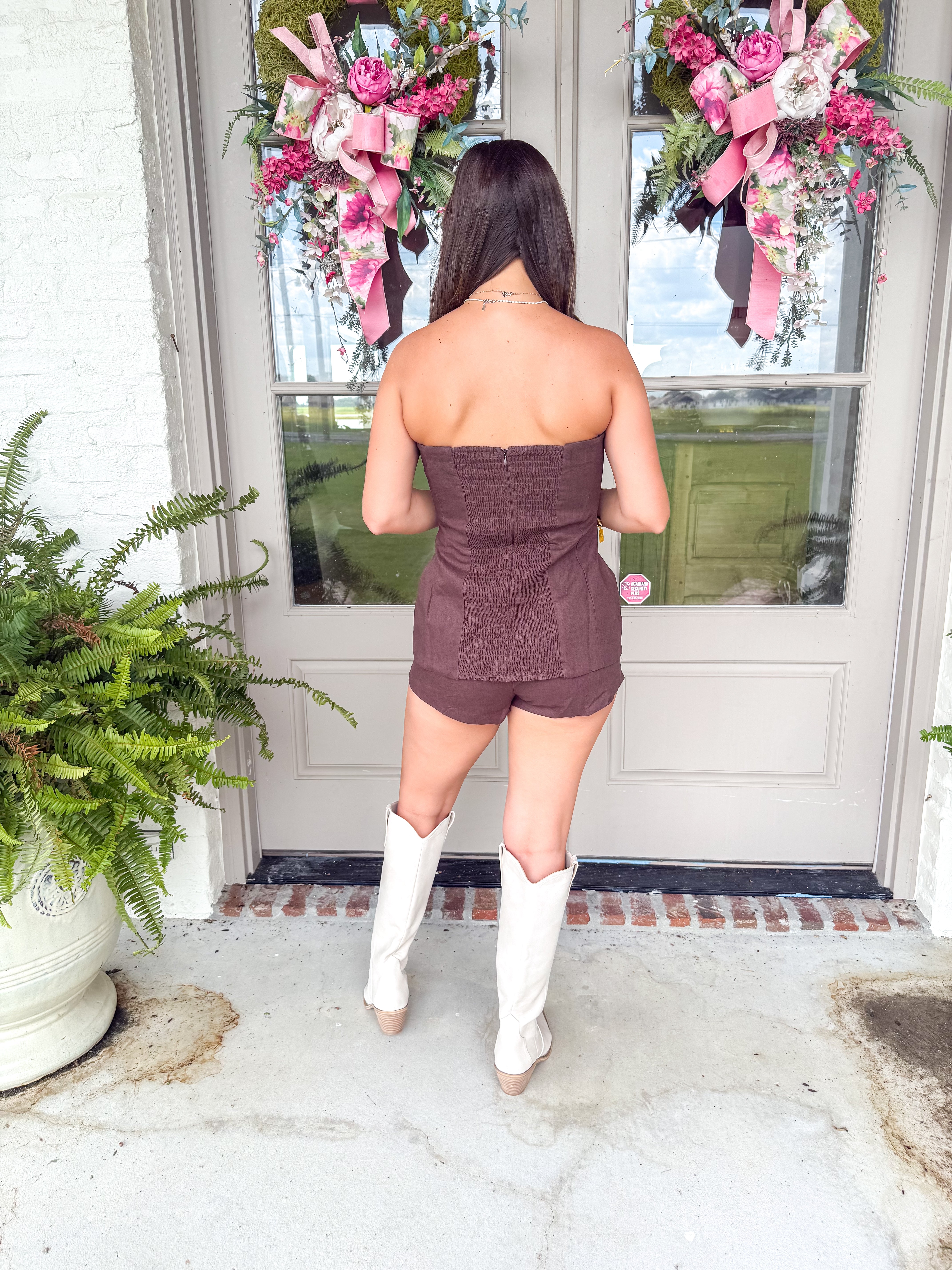 Brown Linen Two-Piece Set