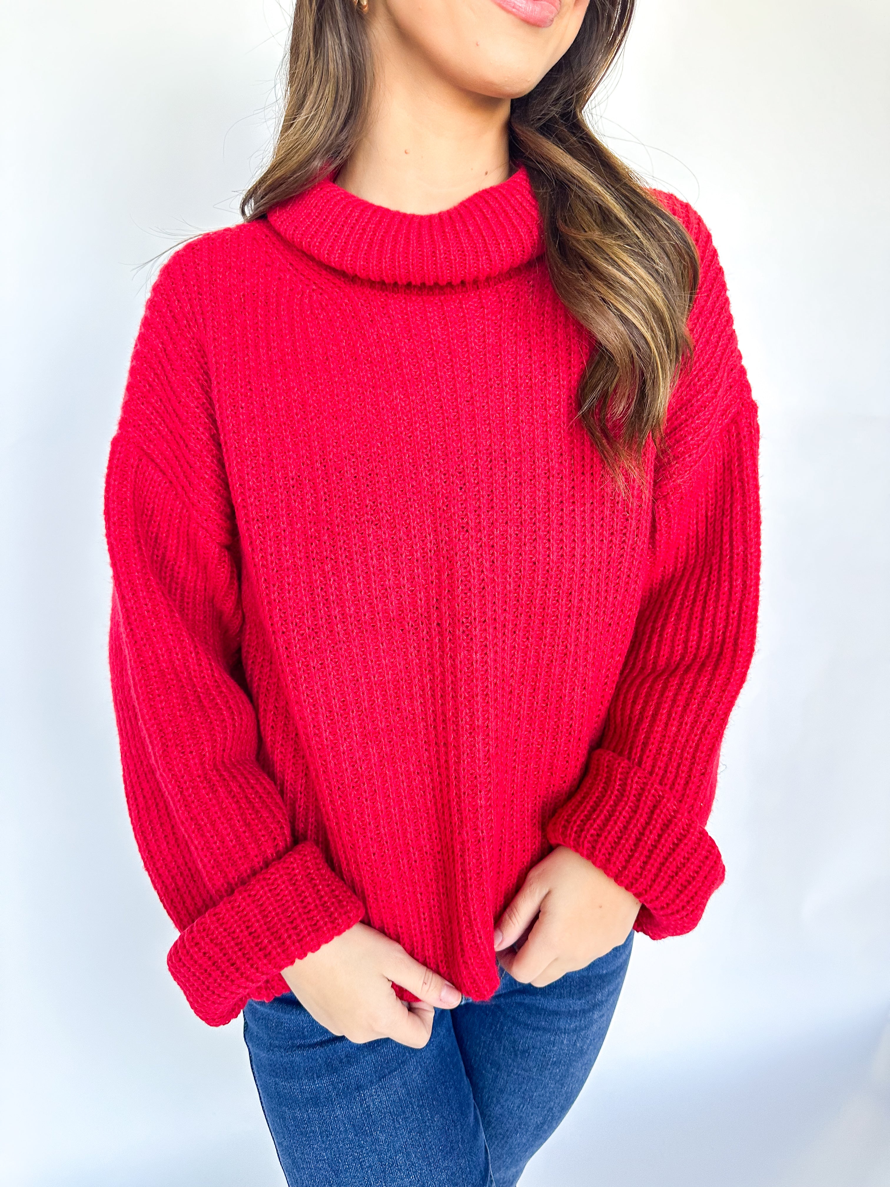 Red Turtleneck Sweater