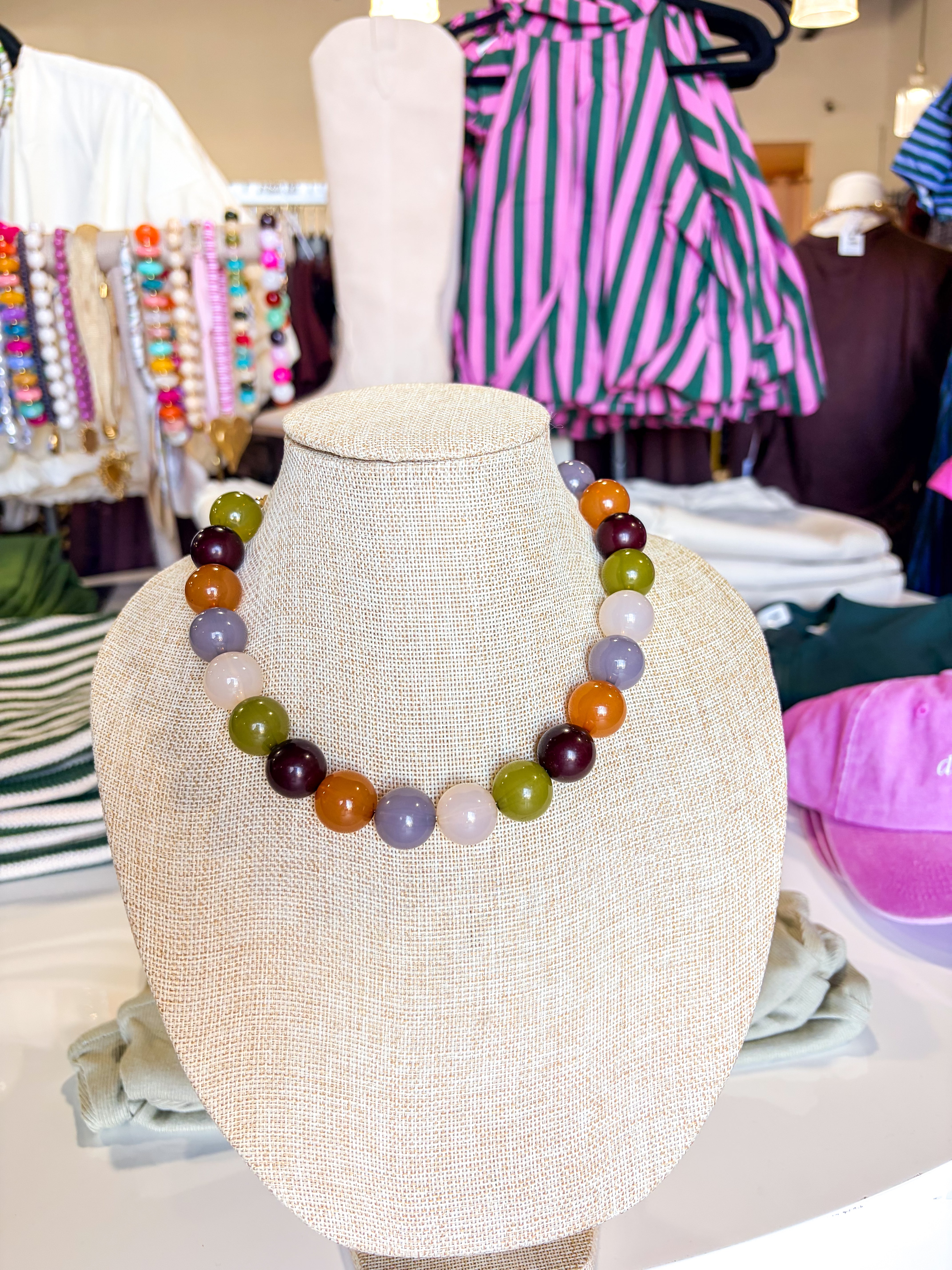 Chartreuse Neutral Medium Beaded Necklace