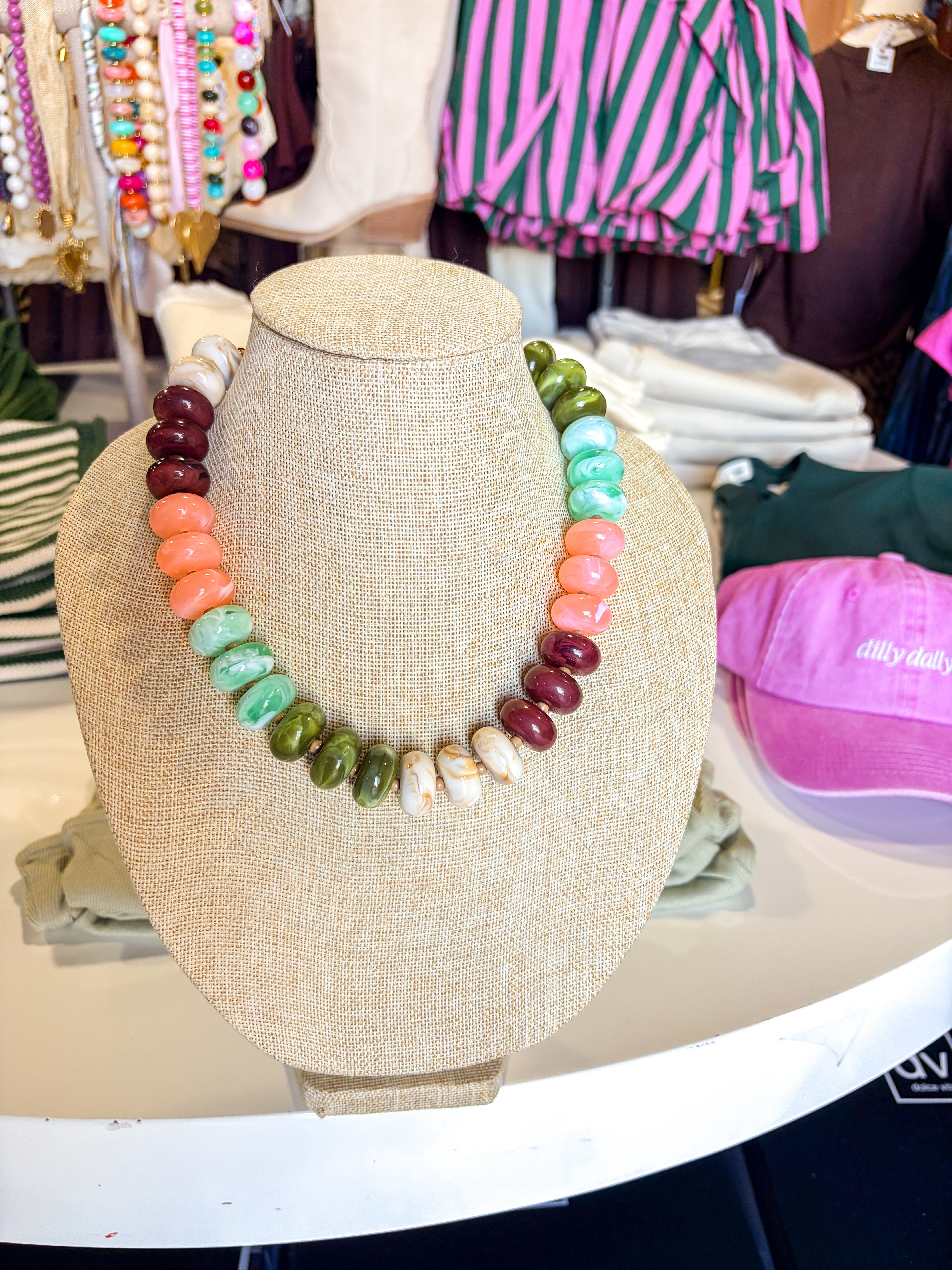 Block Colored Beaded Necklace