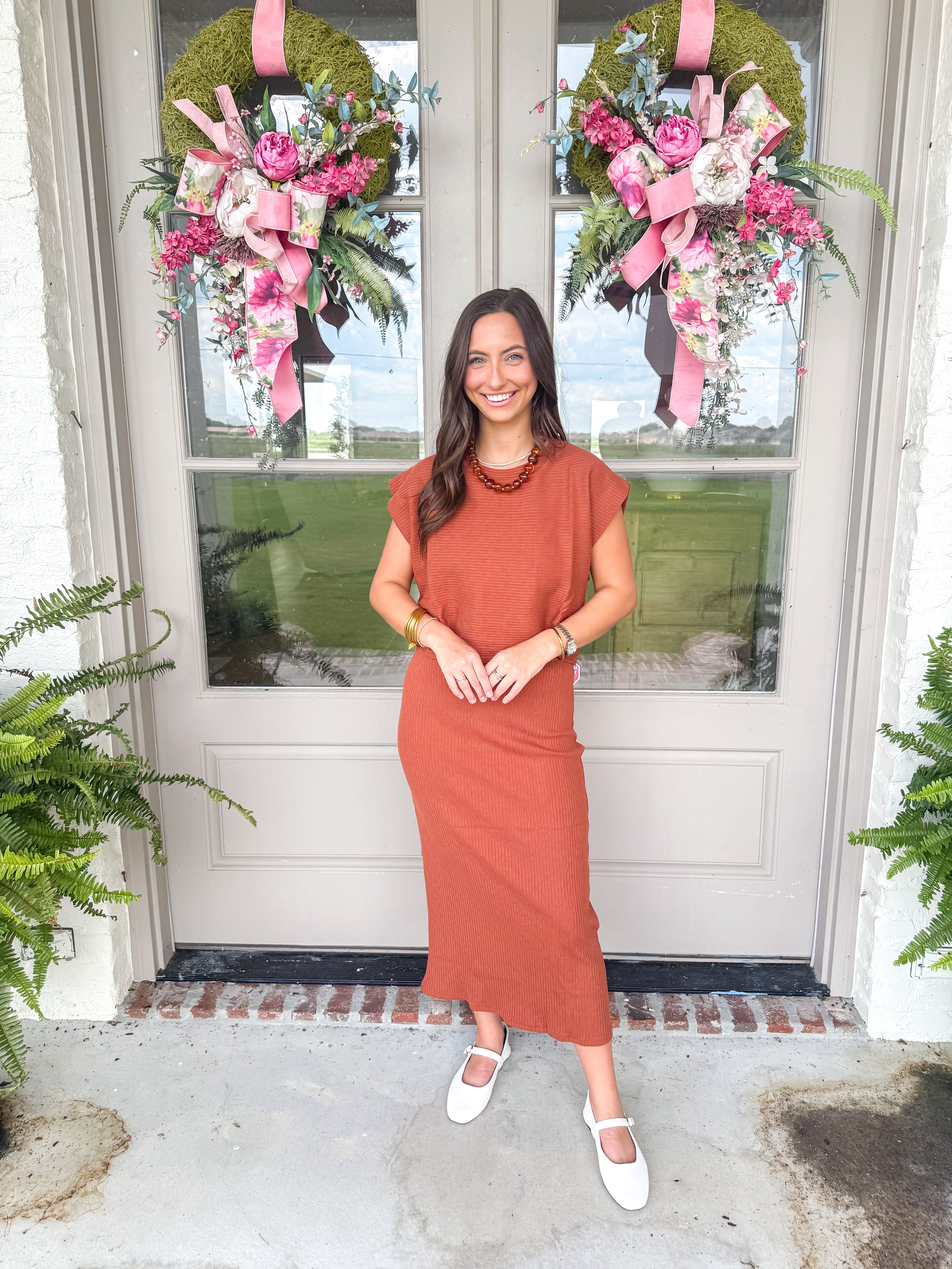 Soft Cedar Rib Knit Midi Dress