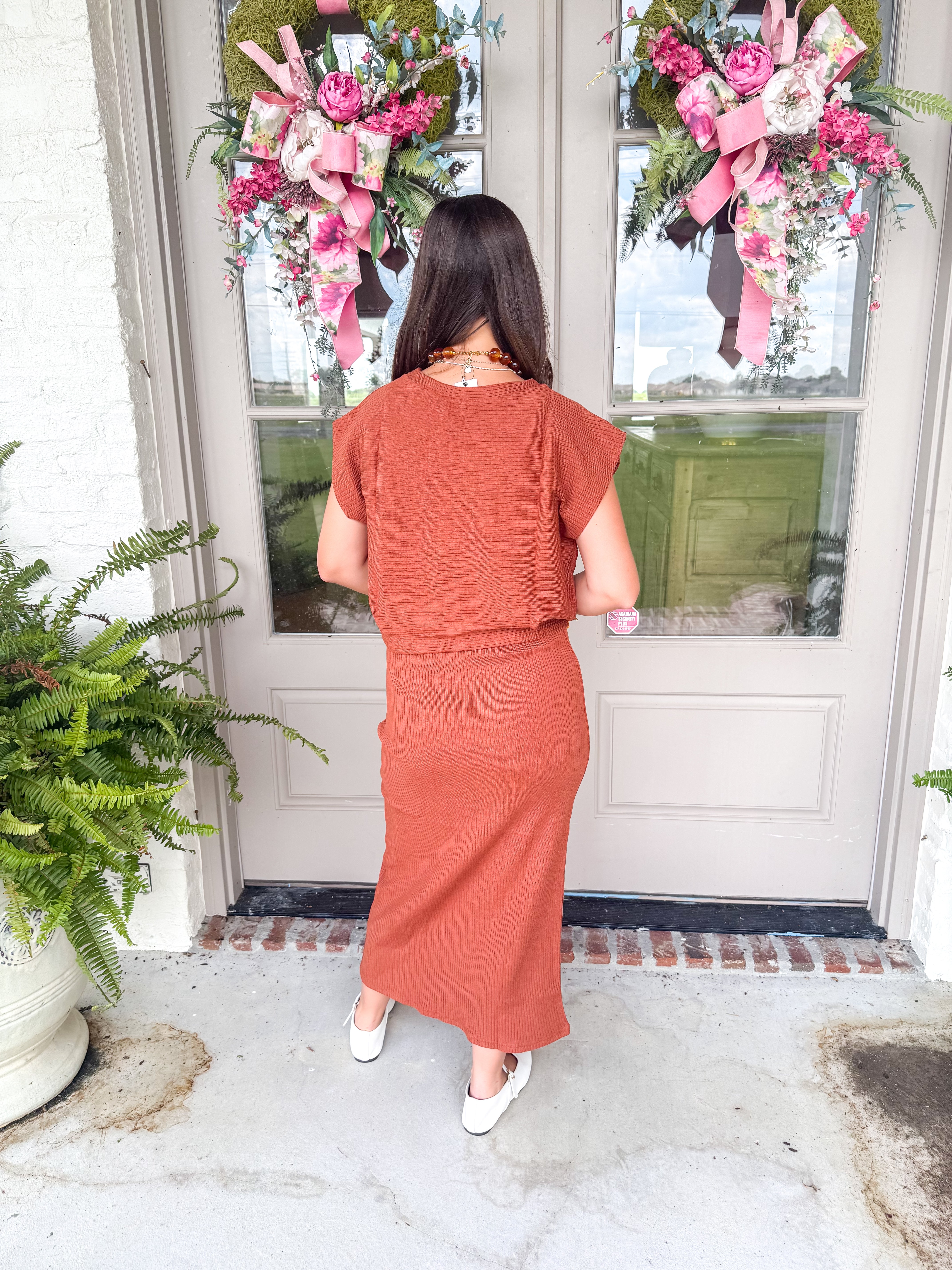 Soft Cedar Rib Knit Midi Dress