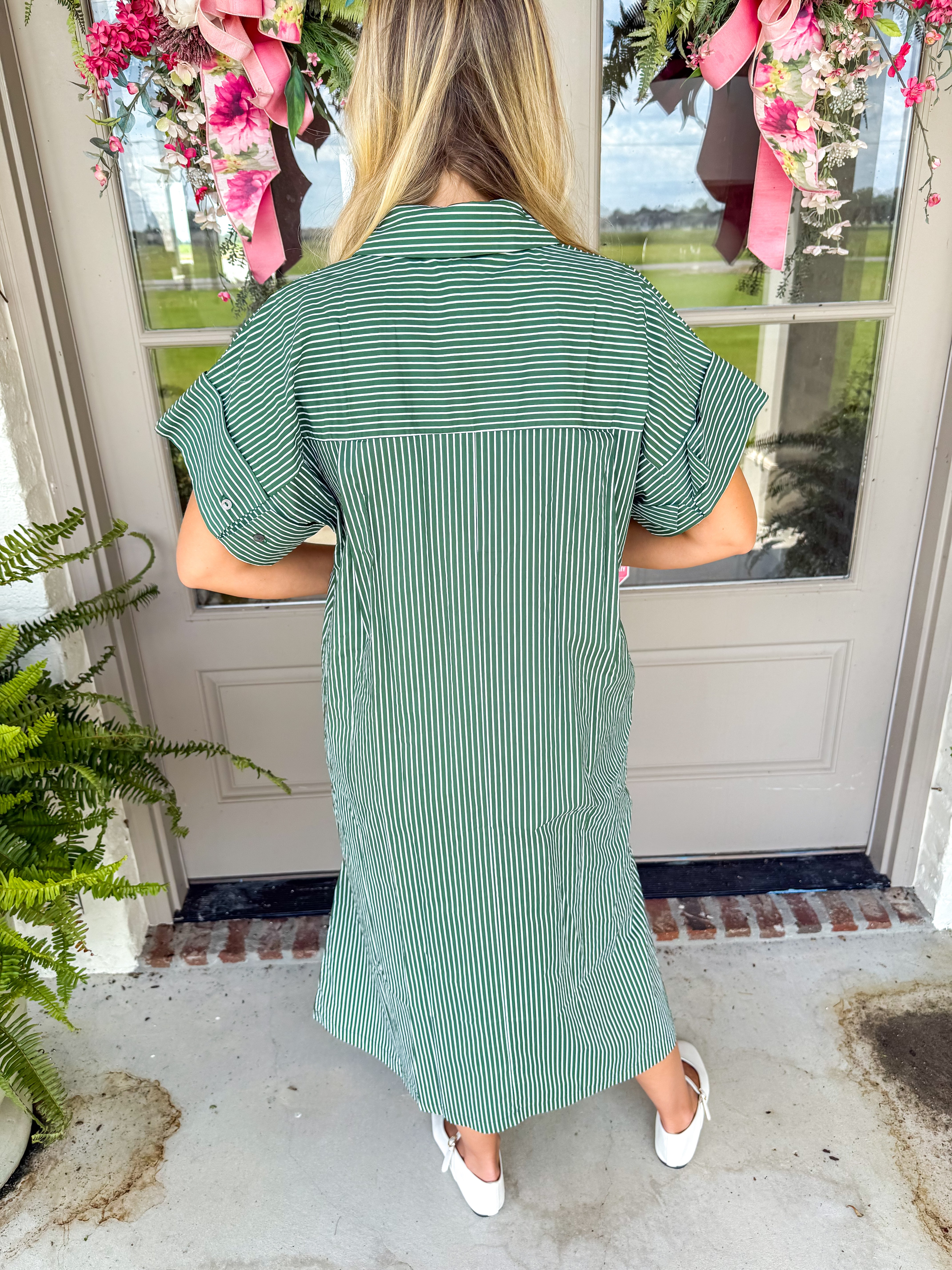 The Callie Striped Midi Green