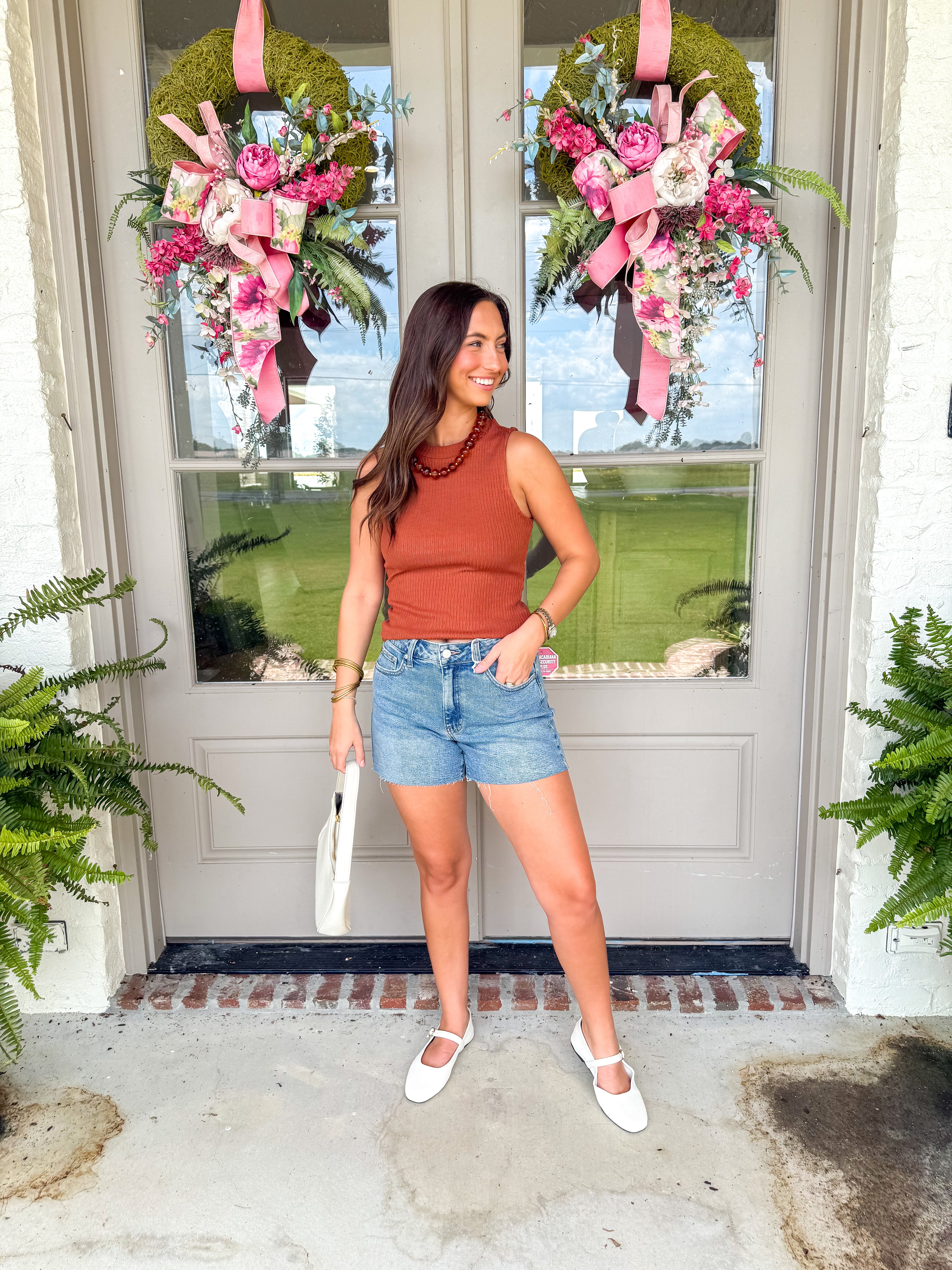 Soft Cedar Ruched Knit Tank