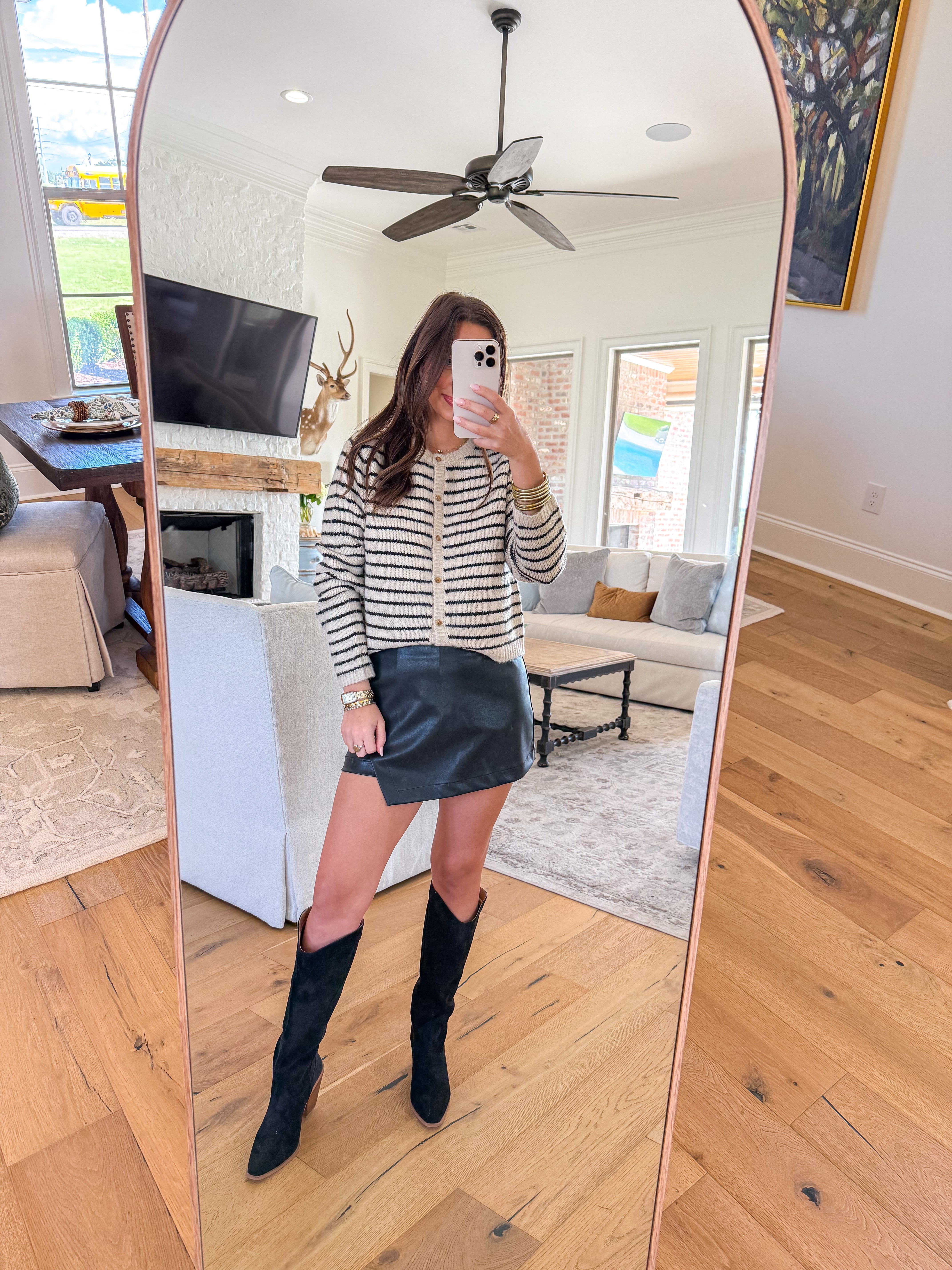 Kenzie Black Faux Leather Skort