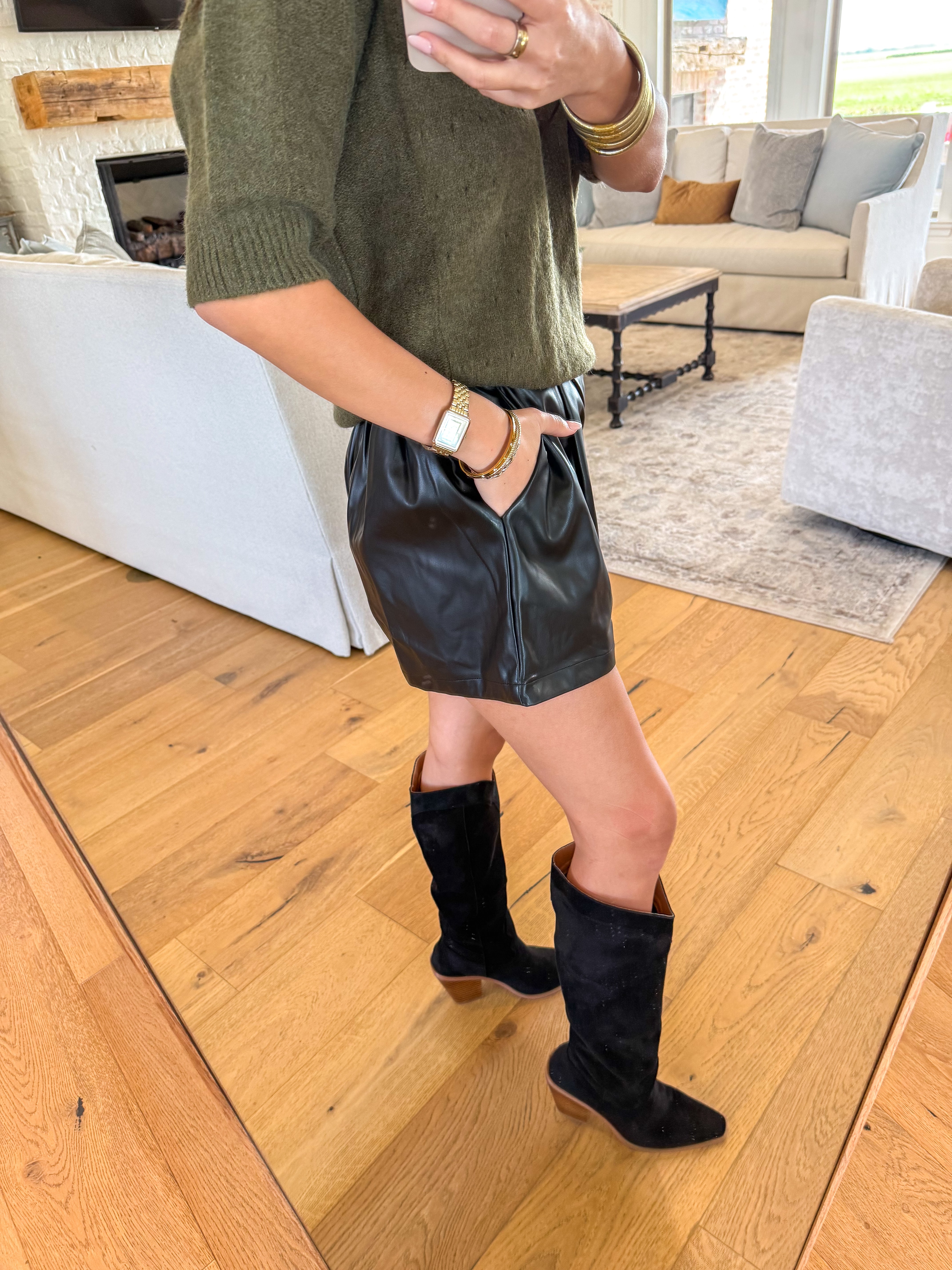 Soren Vegan Leather Shorts Black