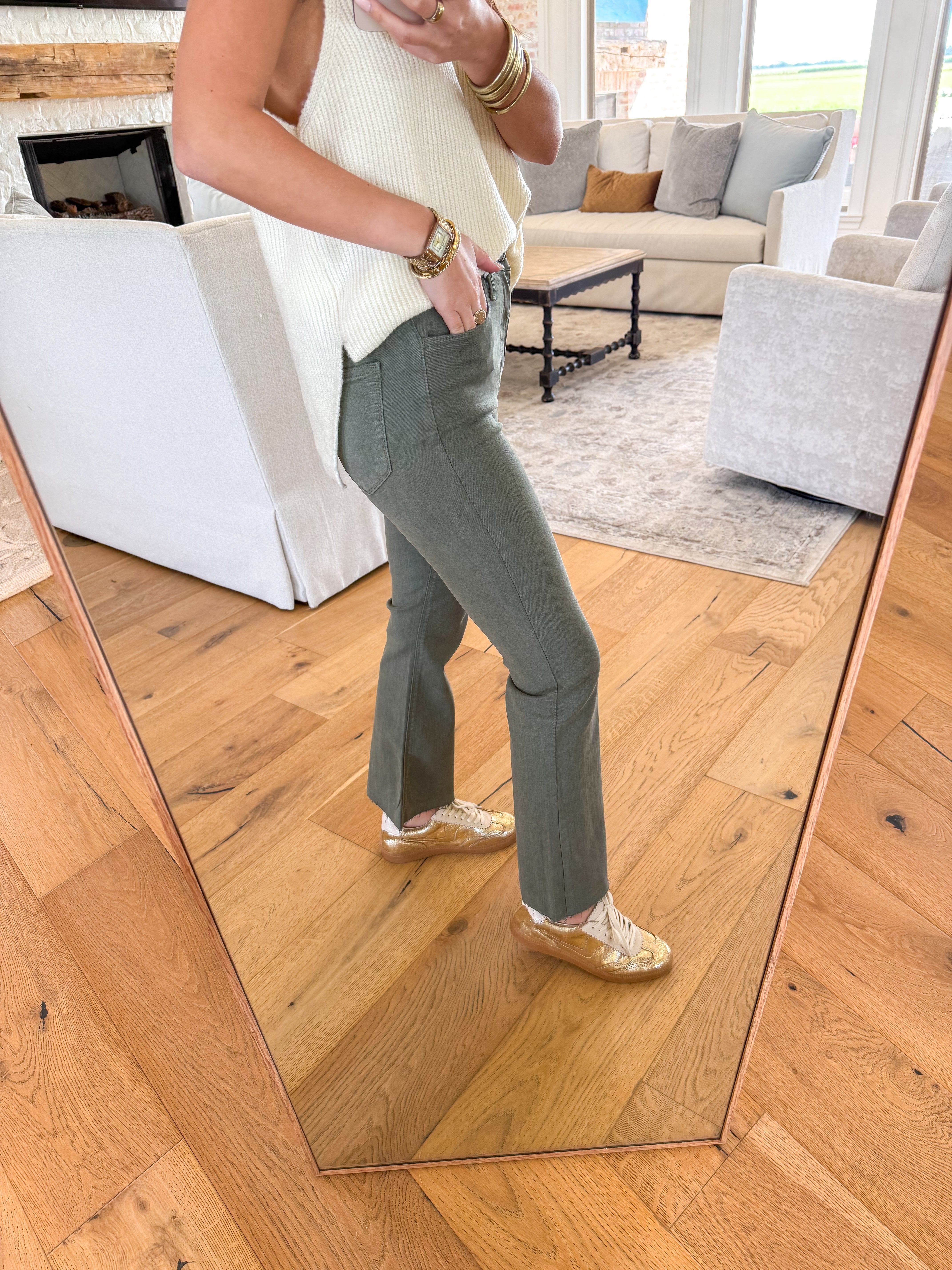 Vintage Olive HR Tonal Crop Flare