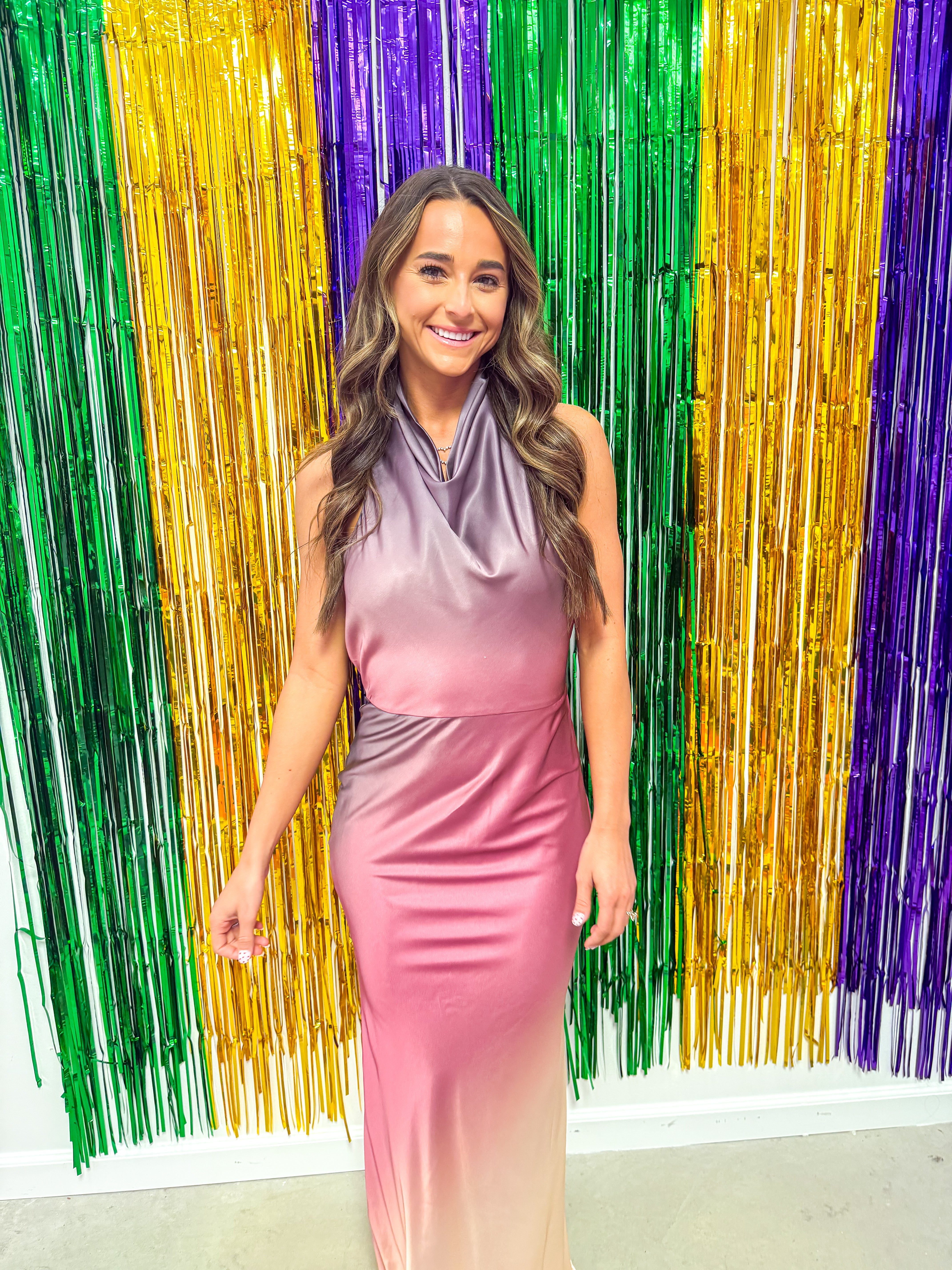Mauve Multi Ombre Satin Gown