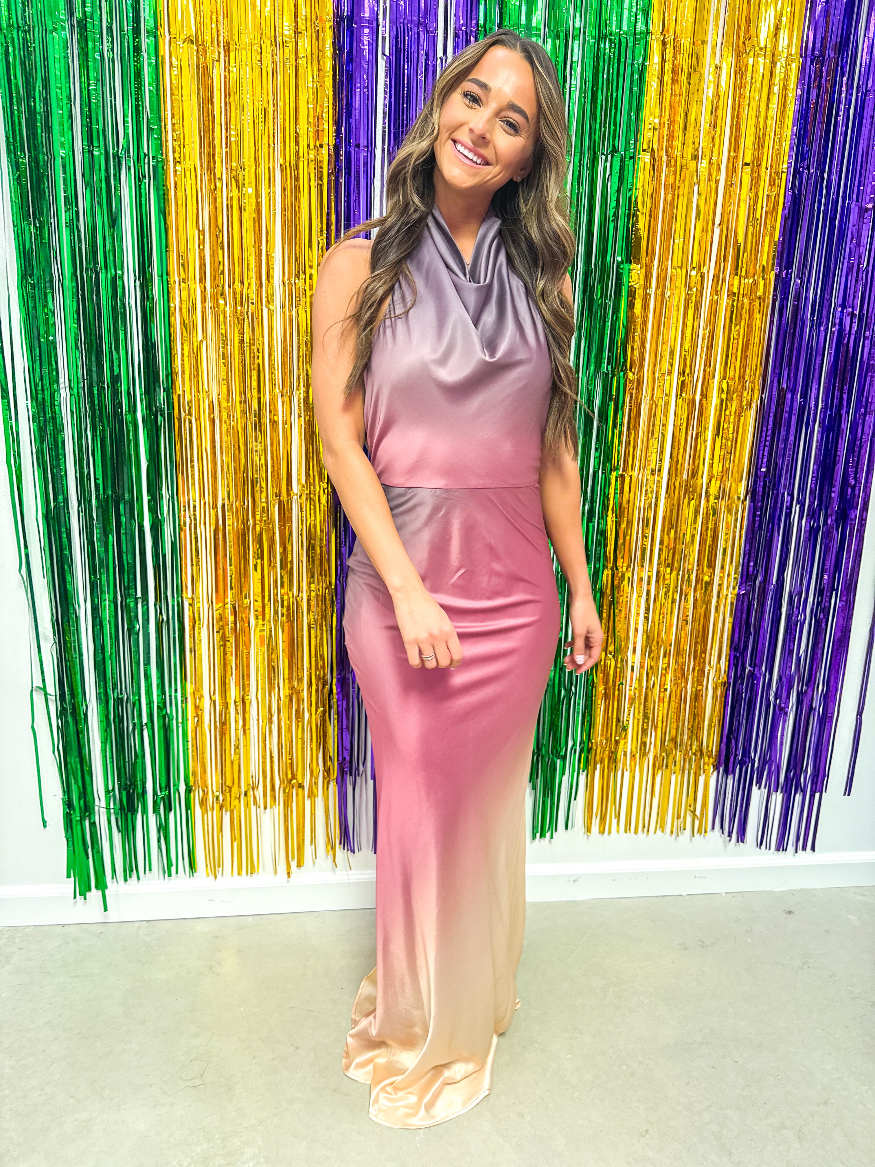Mauve Multi Ombre Satin Gown