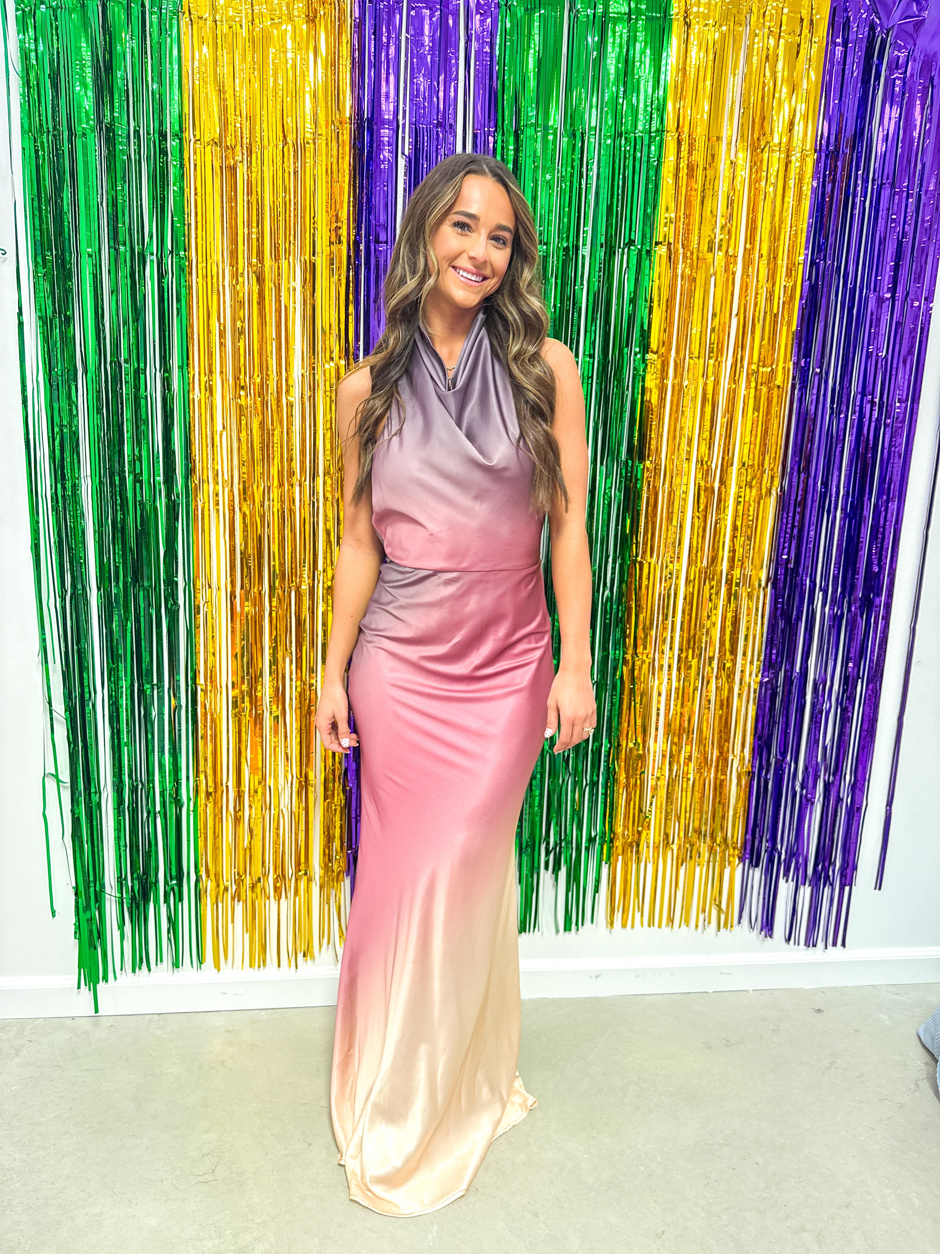 Mauve Multi Ombre Satin Gown