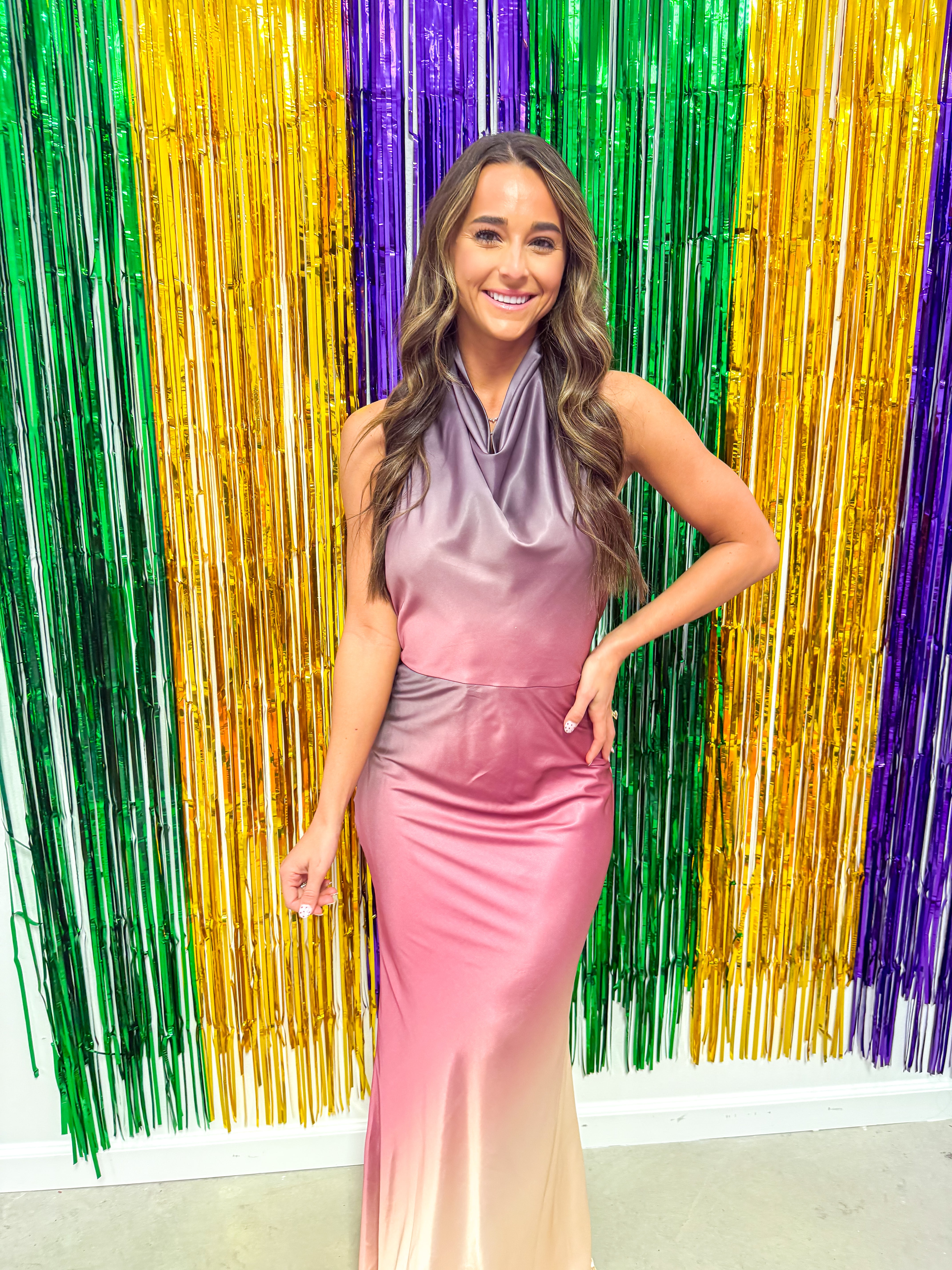 Mauve Multi Ombre Satin Gown