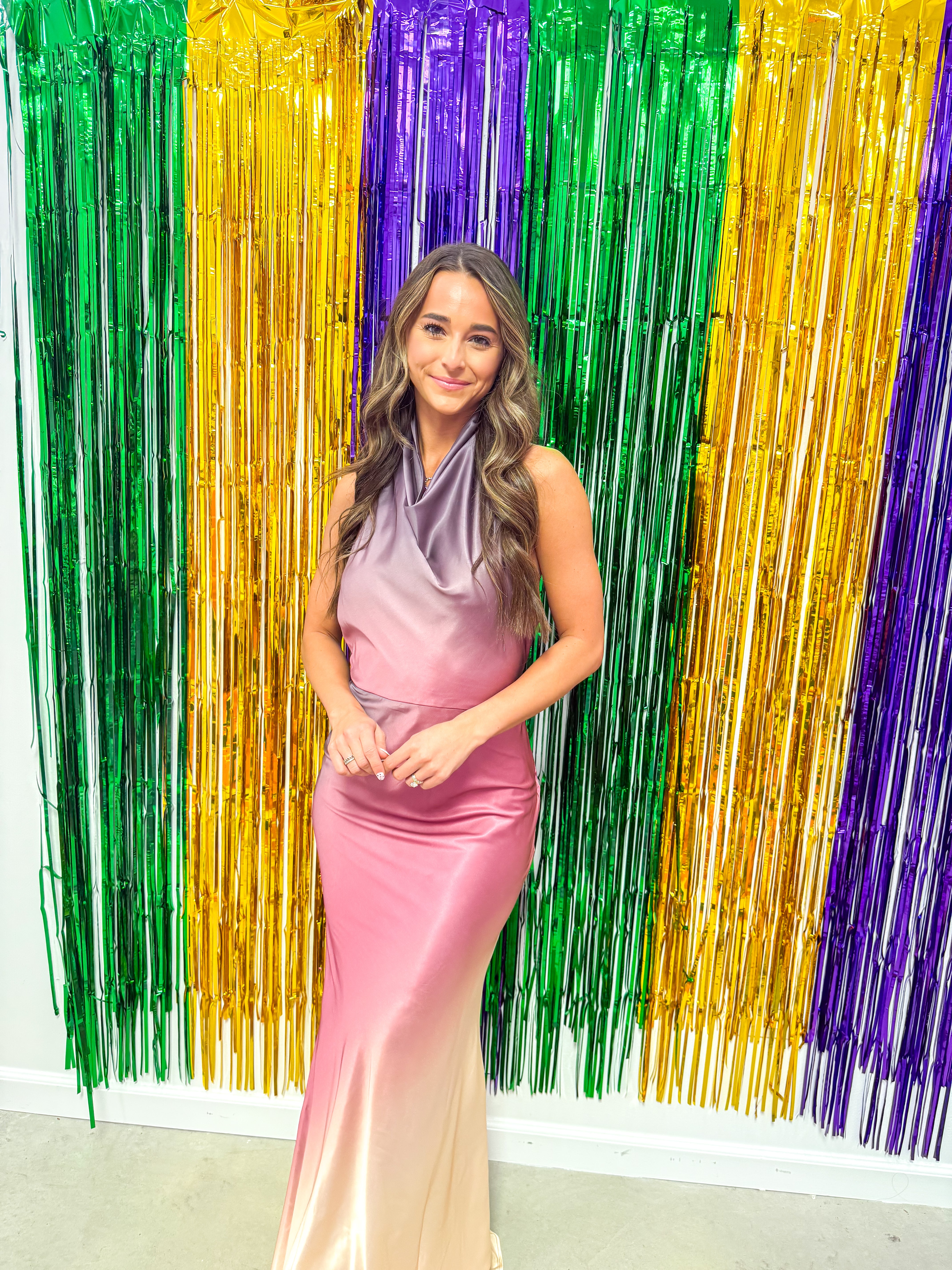 Mauve Multi Ombre Satin Gown