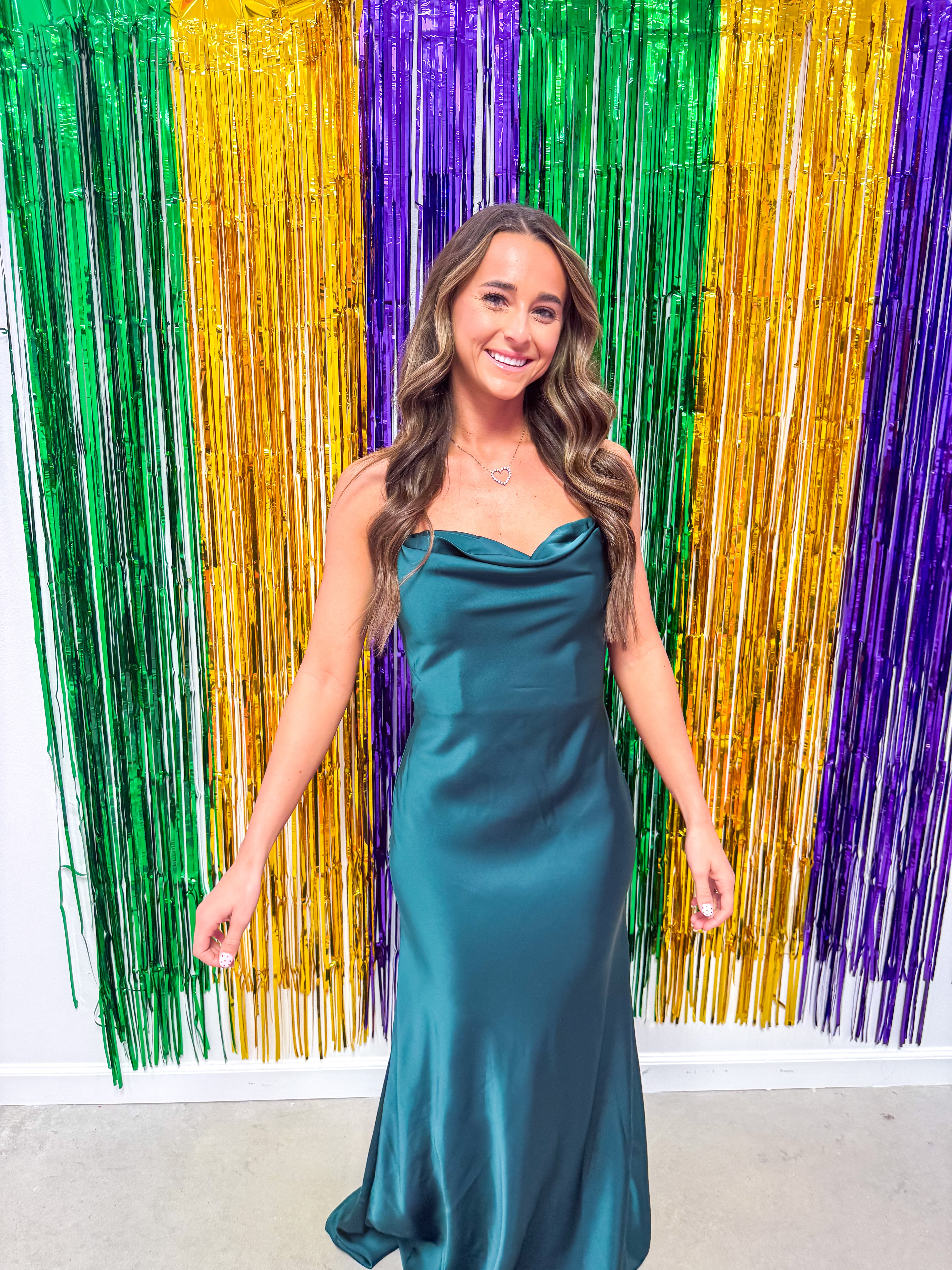 Glimmering Muse Emerald Ball Gown