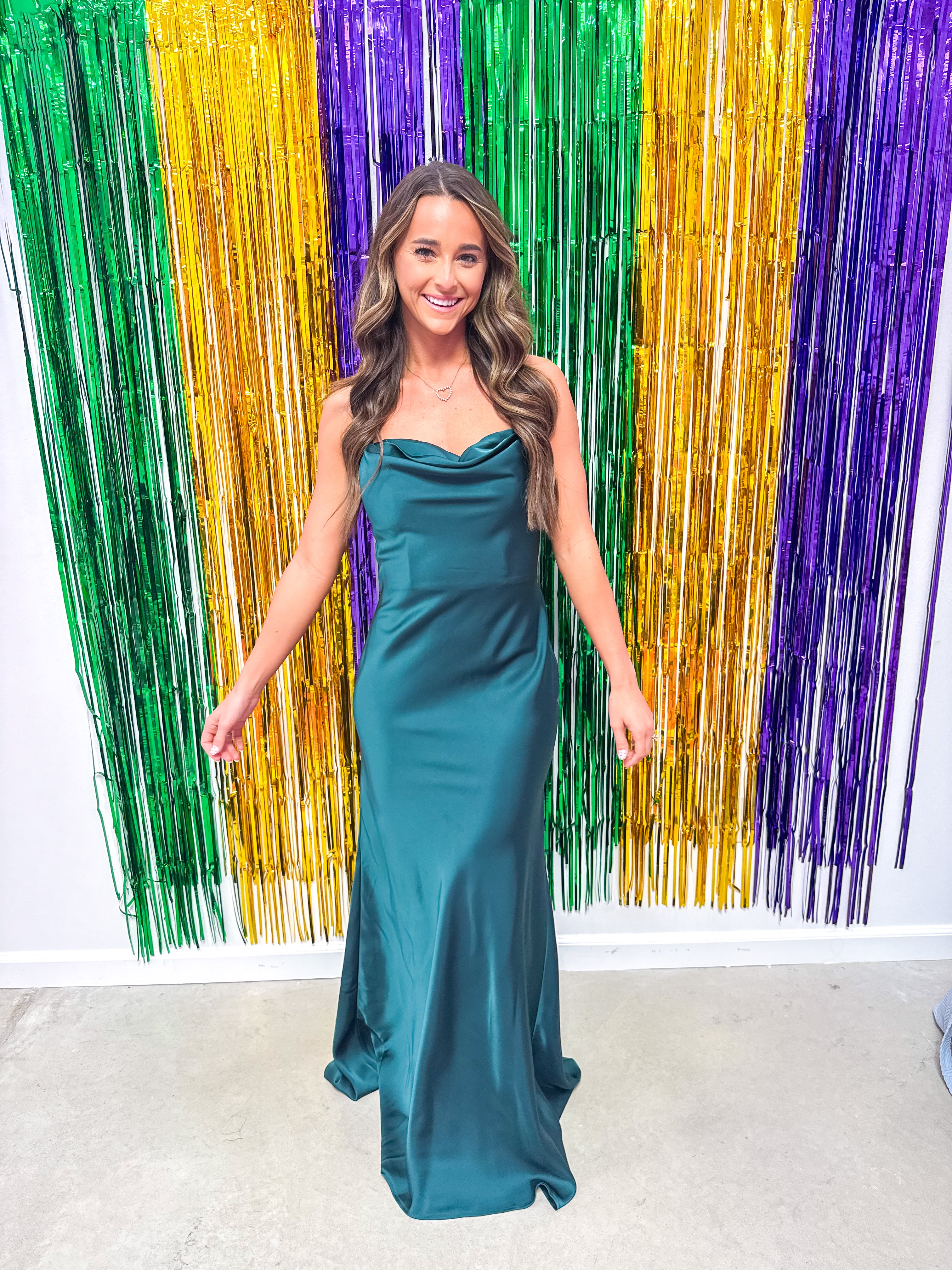 Glimmering Muse Emerald Ball Gown