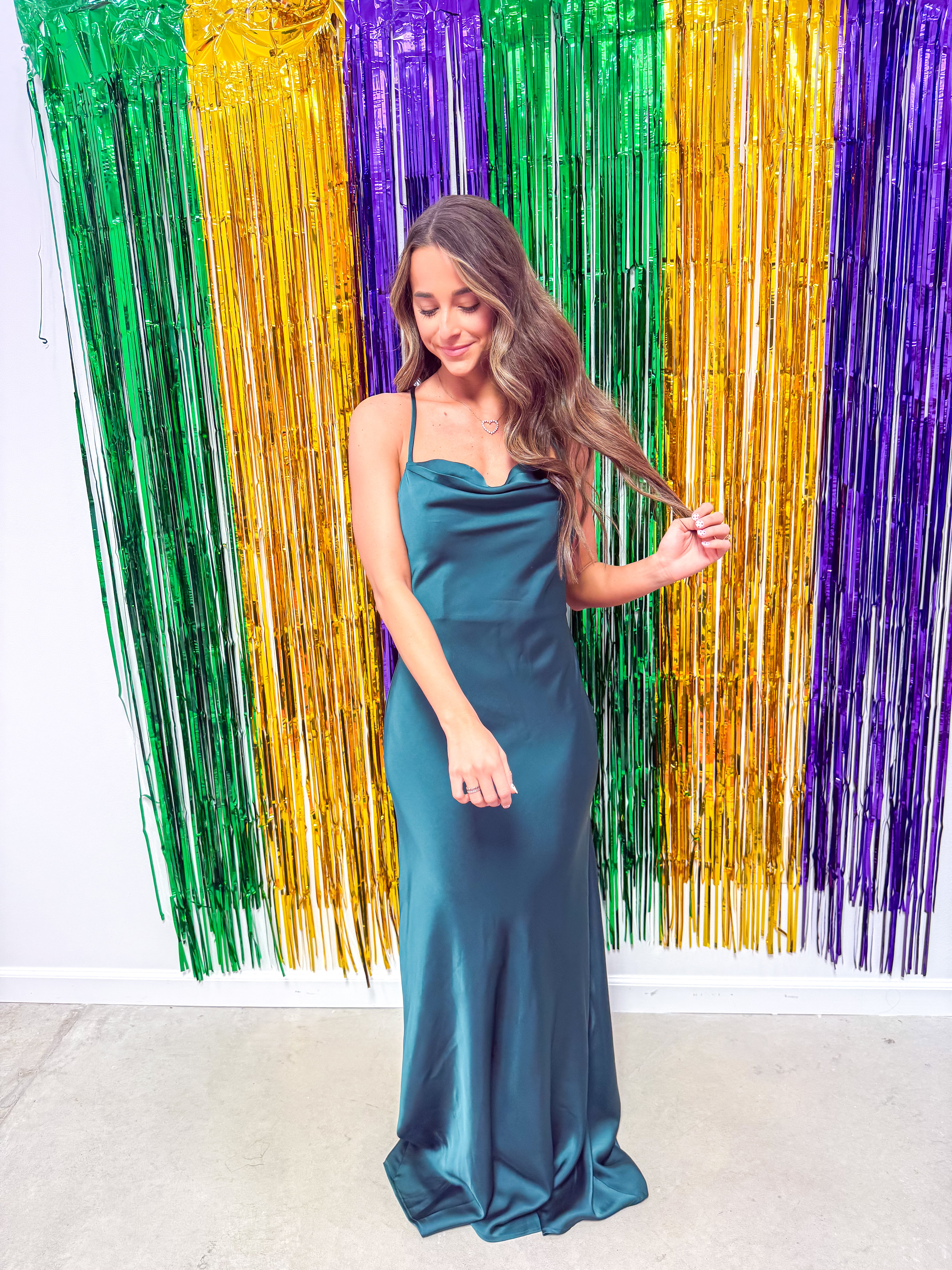 Glimmering Muse Emerald Ball Gown