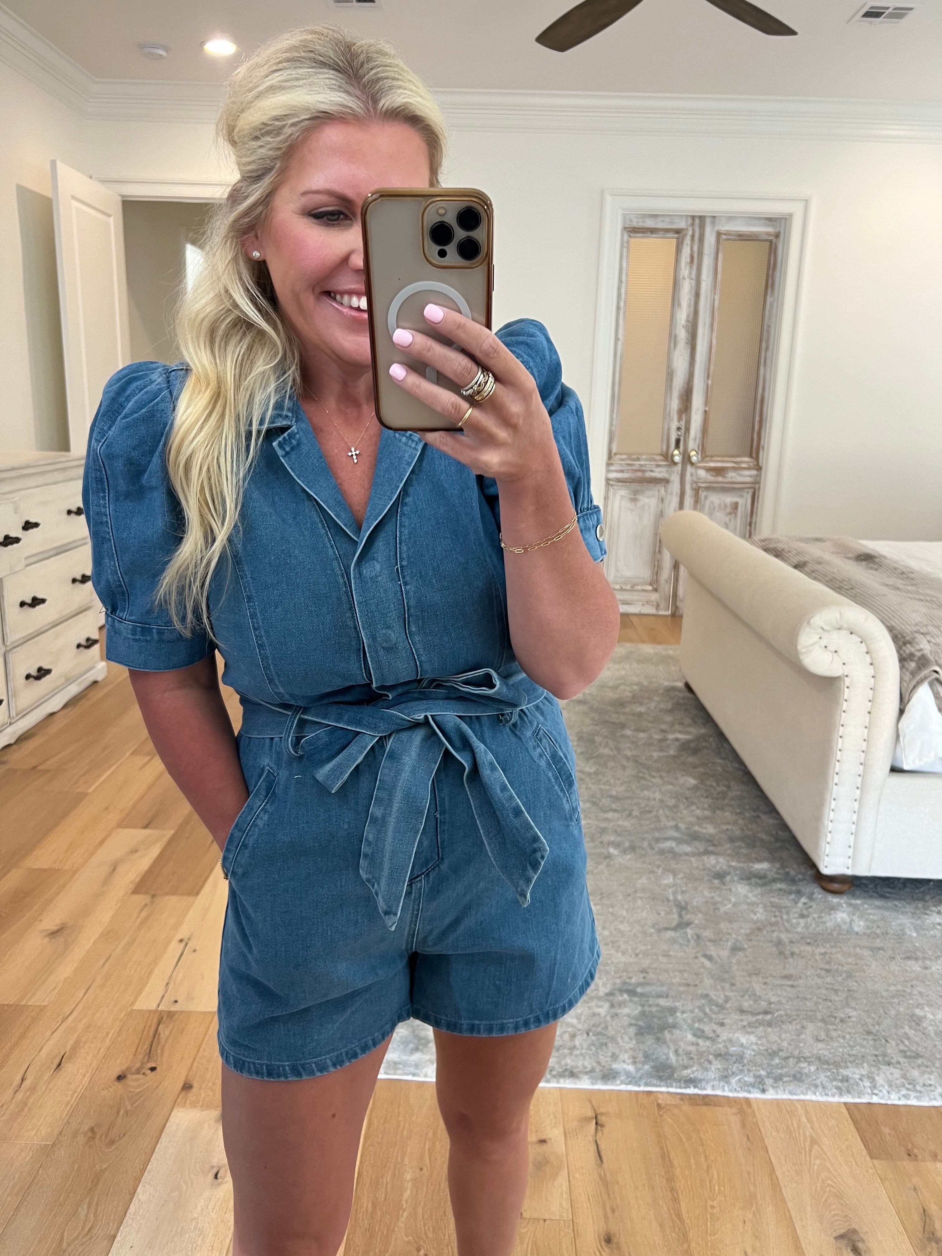 Sweet Girl Denim Romper