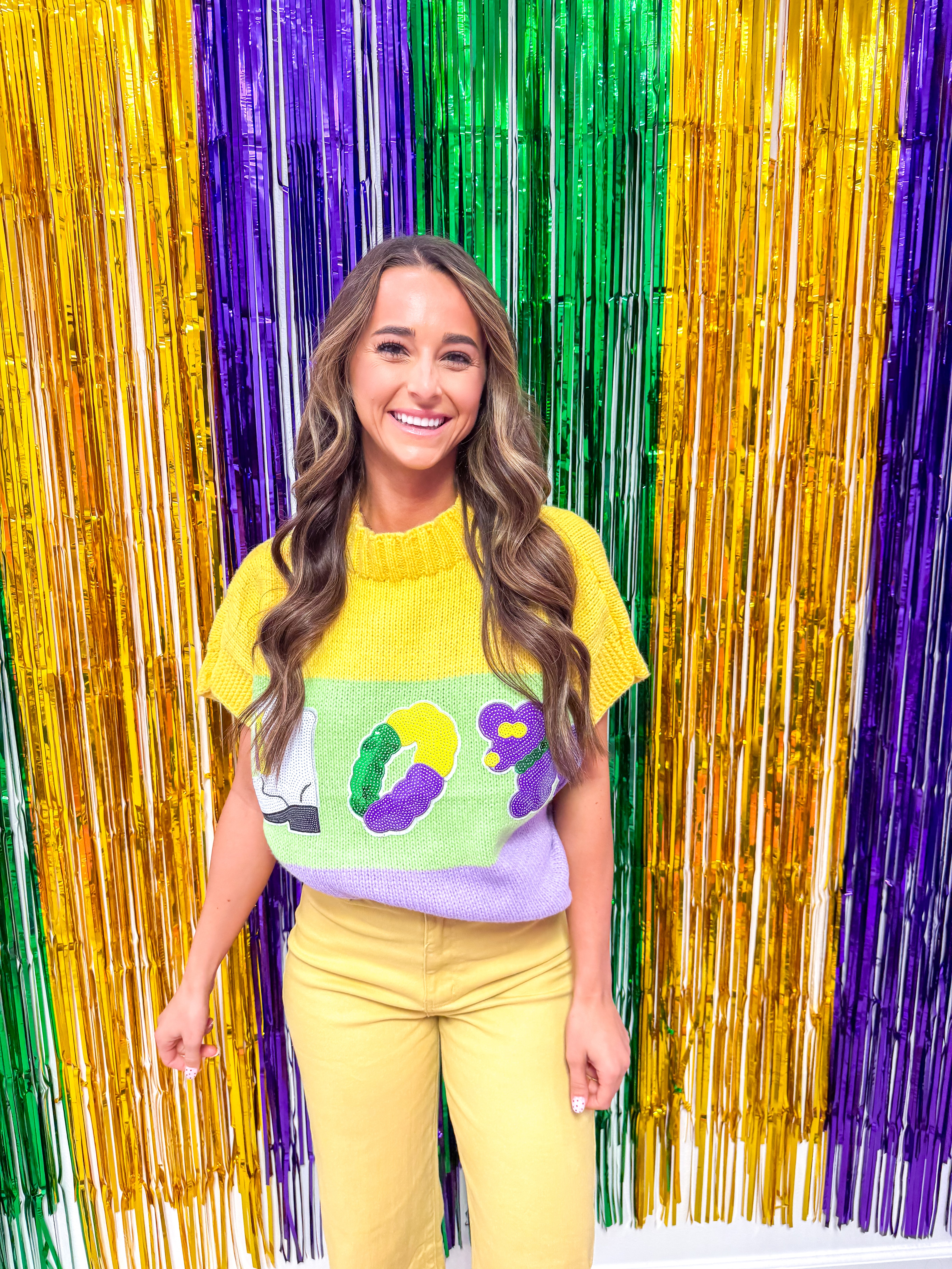 Mardi Gras Sequin Icon Sweater Vest