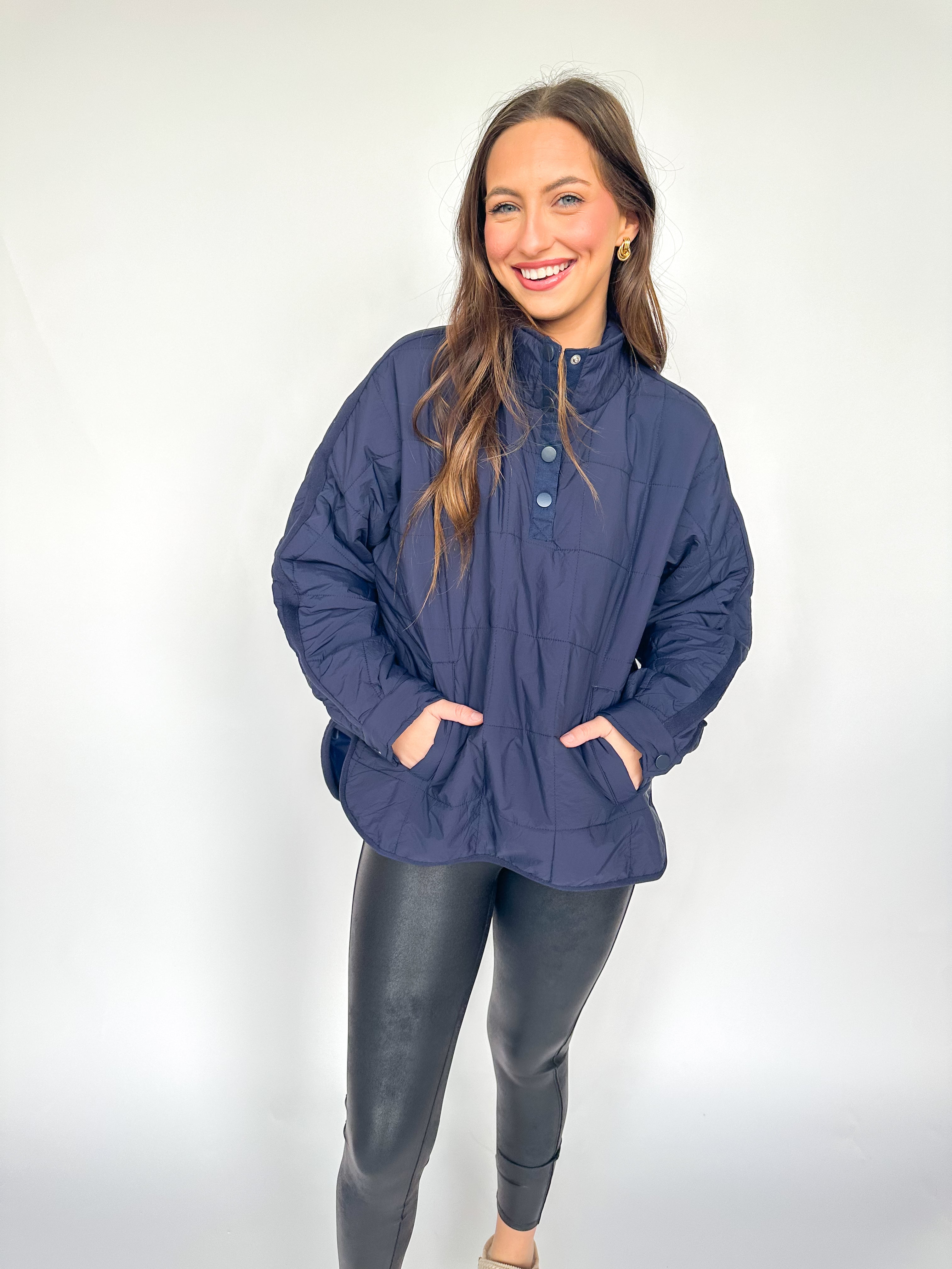 Emma Lightweight Puff Pullover Navy