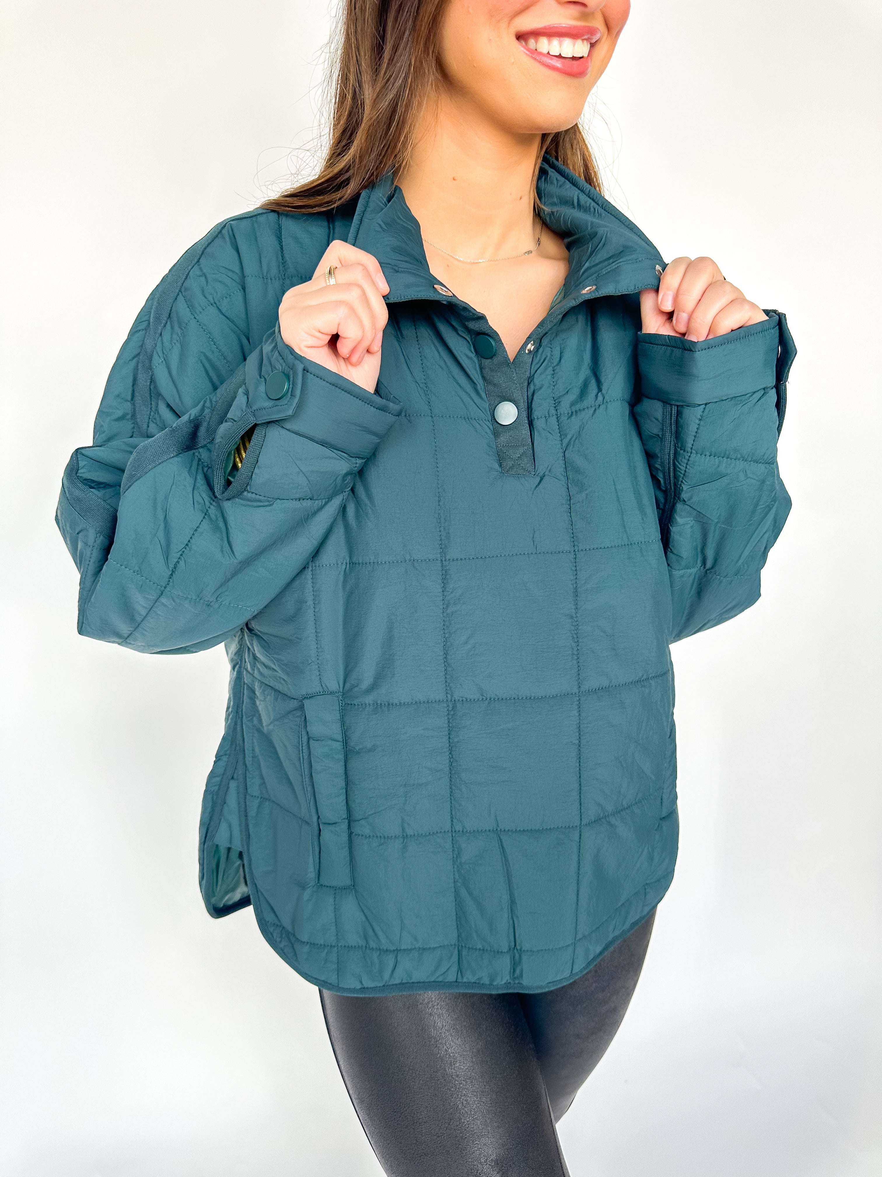 Emma Lightweight Puff Pullover Pine