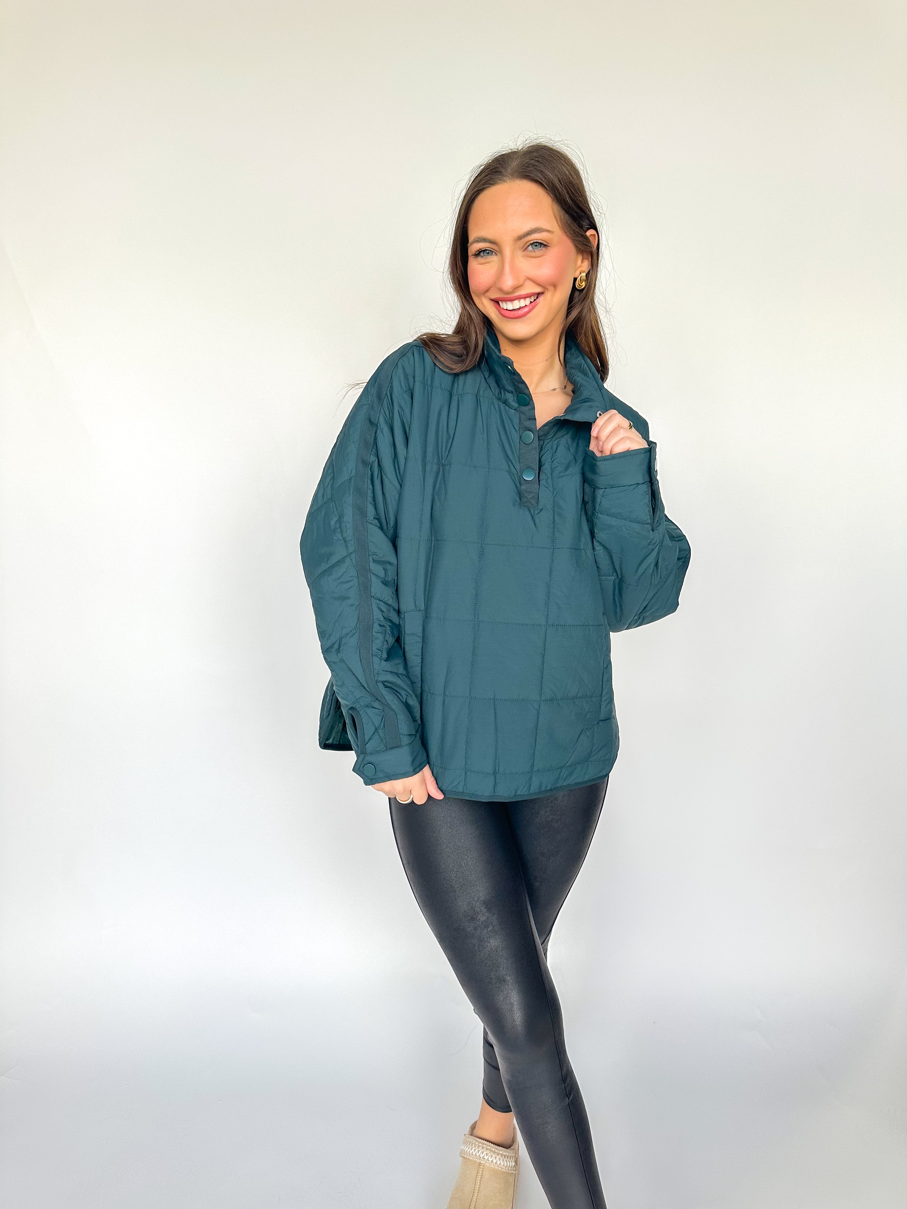 Emma Lightweight Puff Pullover Pine