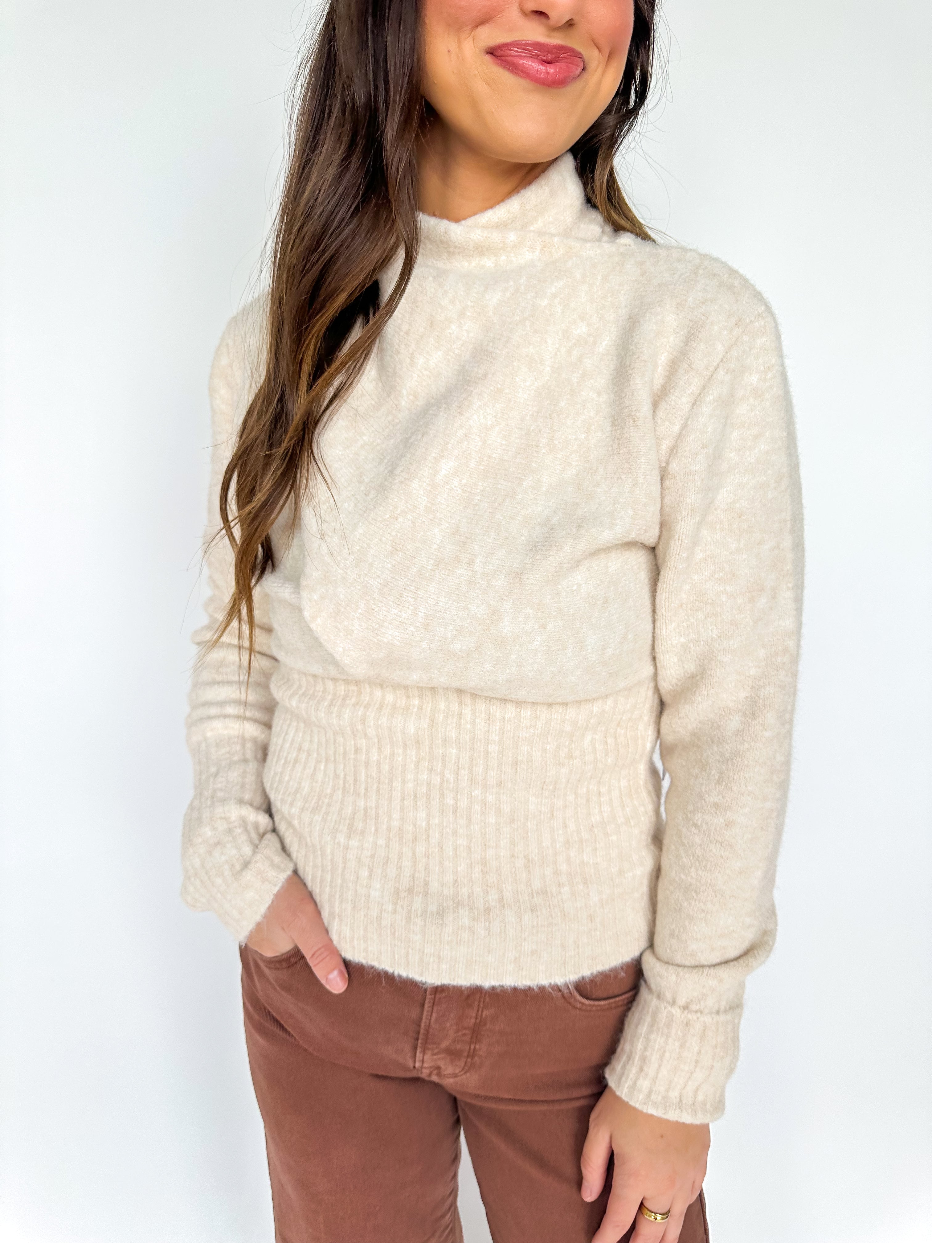 Neve High Neck Crossover Sweater