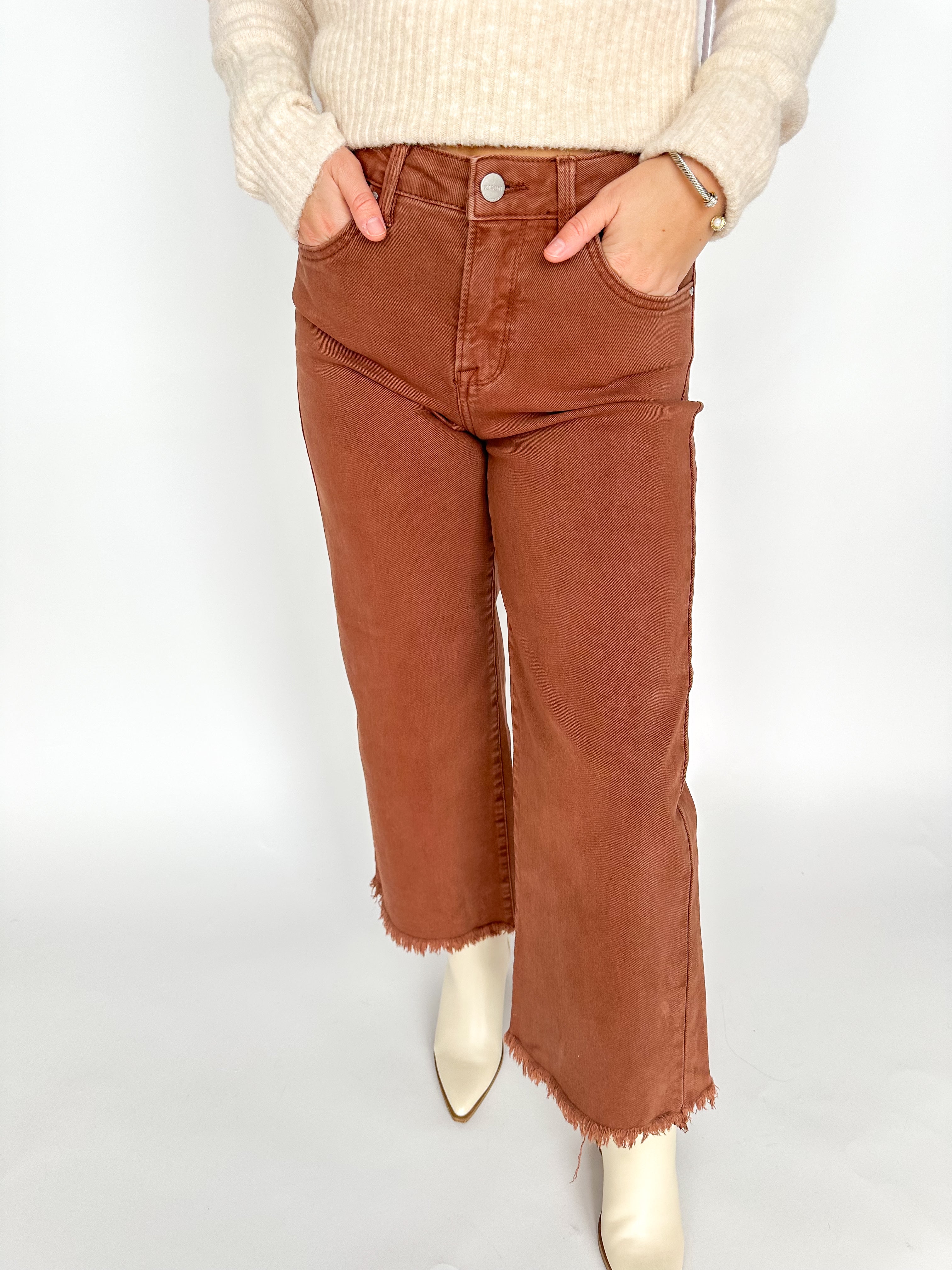 Espresso HR Crop Wide Leg Jeans