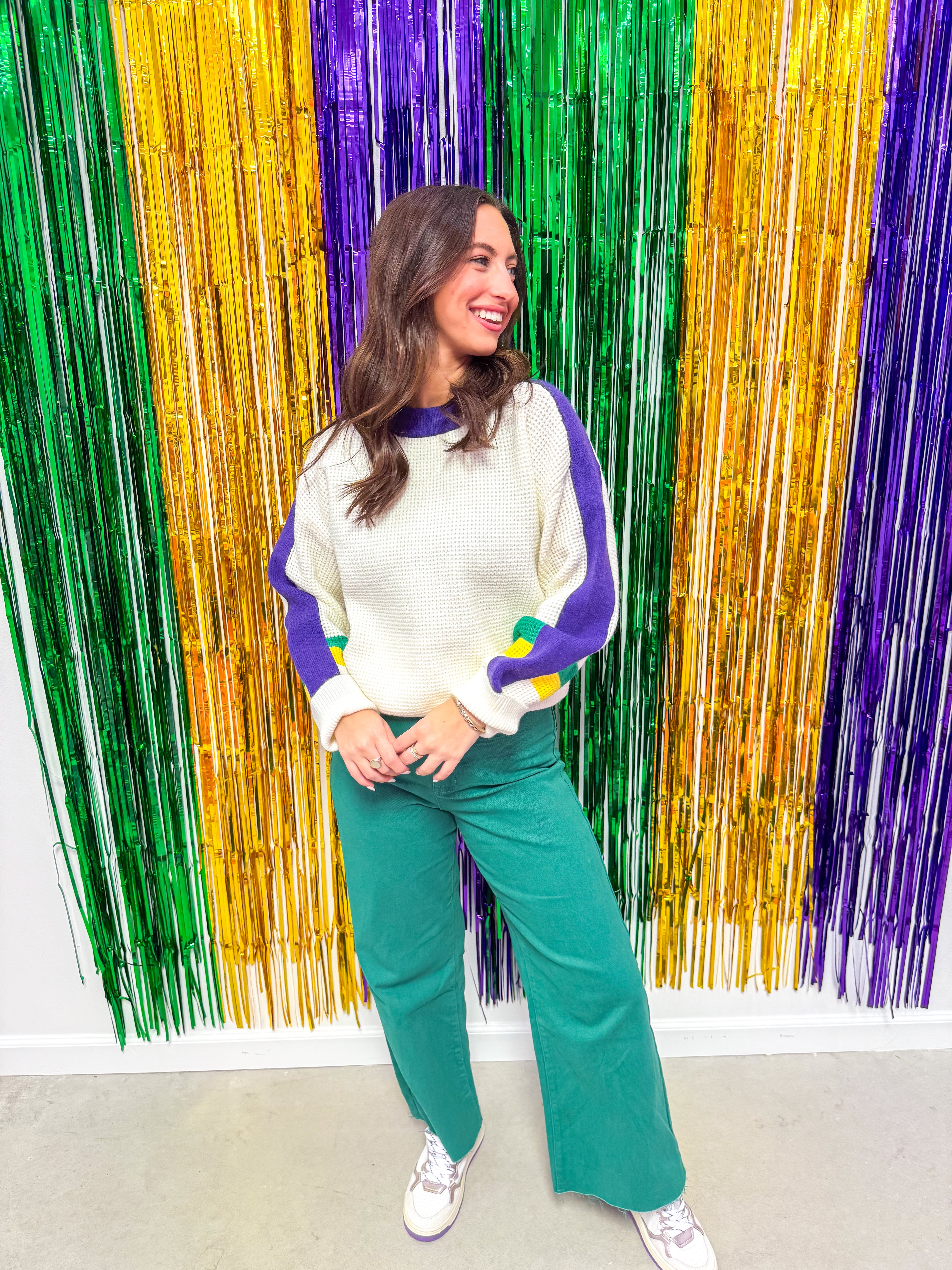 MG Cream Colorblock Sleeve Sweater