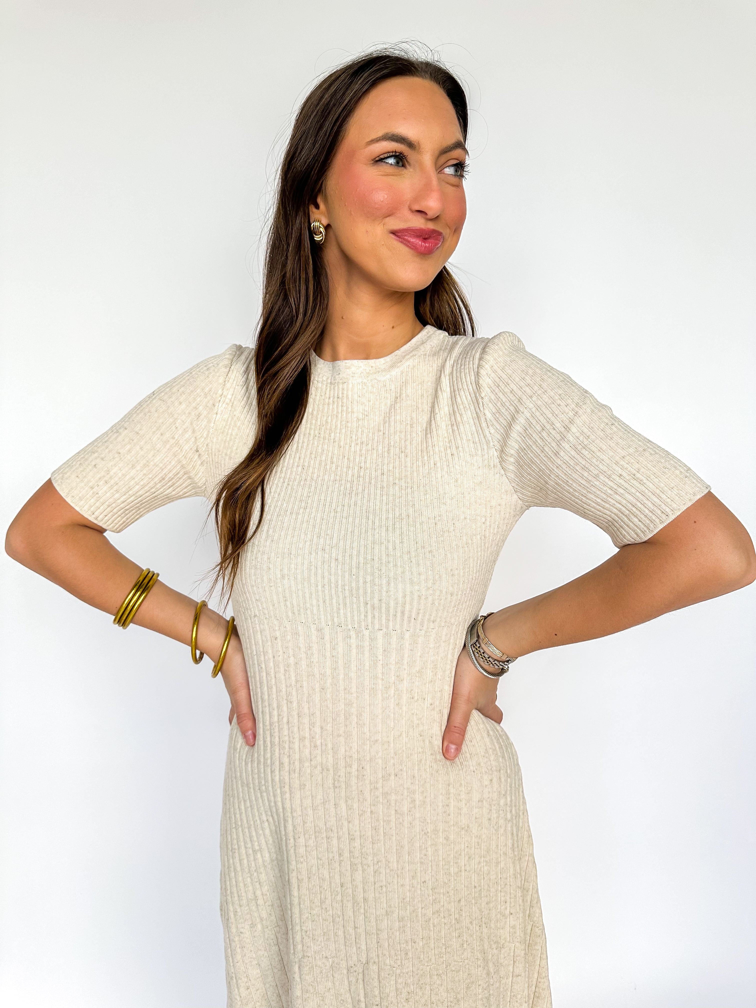 Oatmeal Rib Sweater Dress