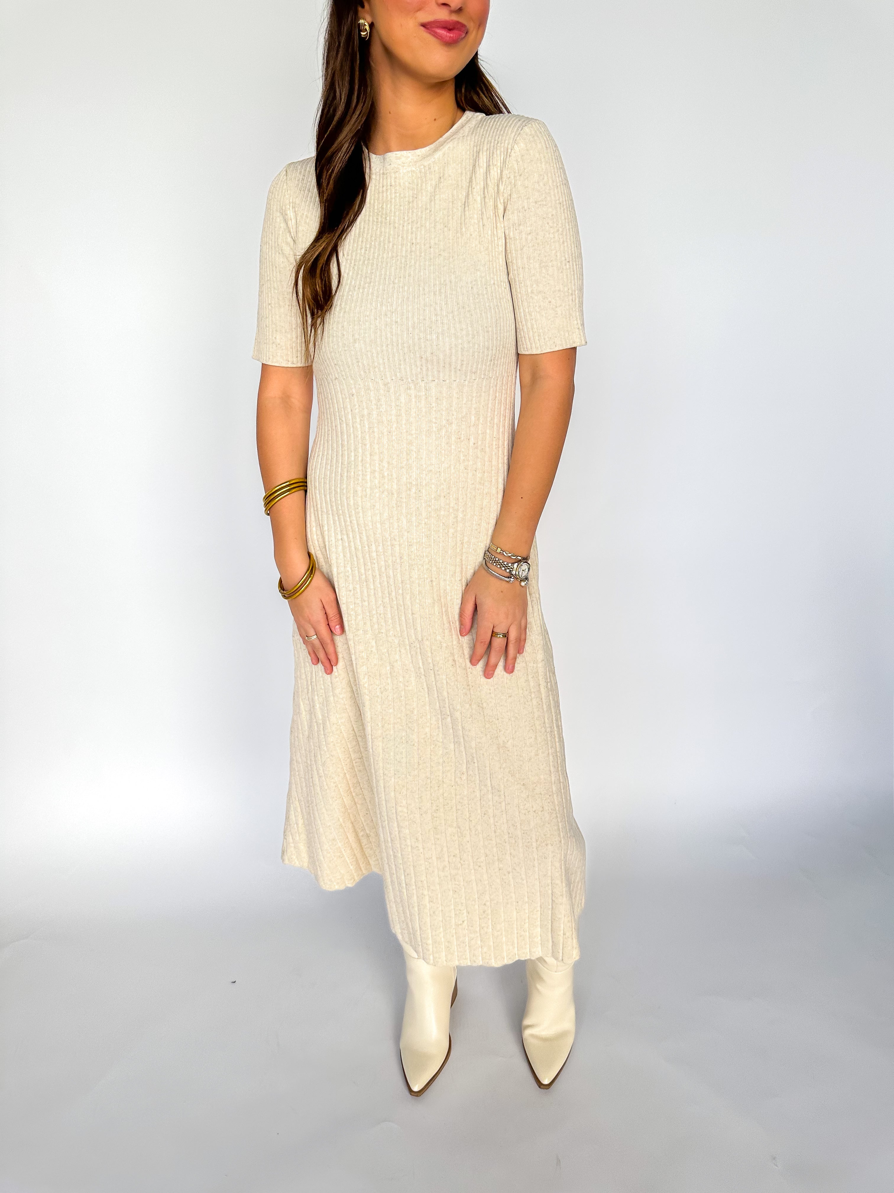 Oatmeal Rib Sweater Dress