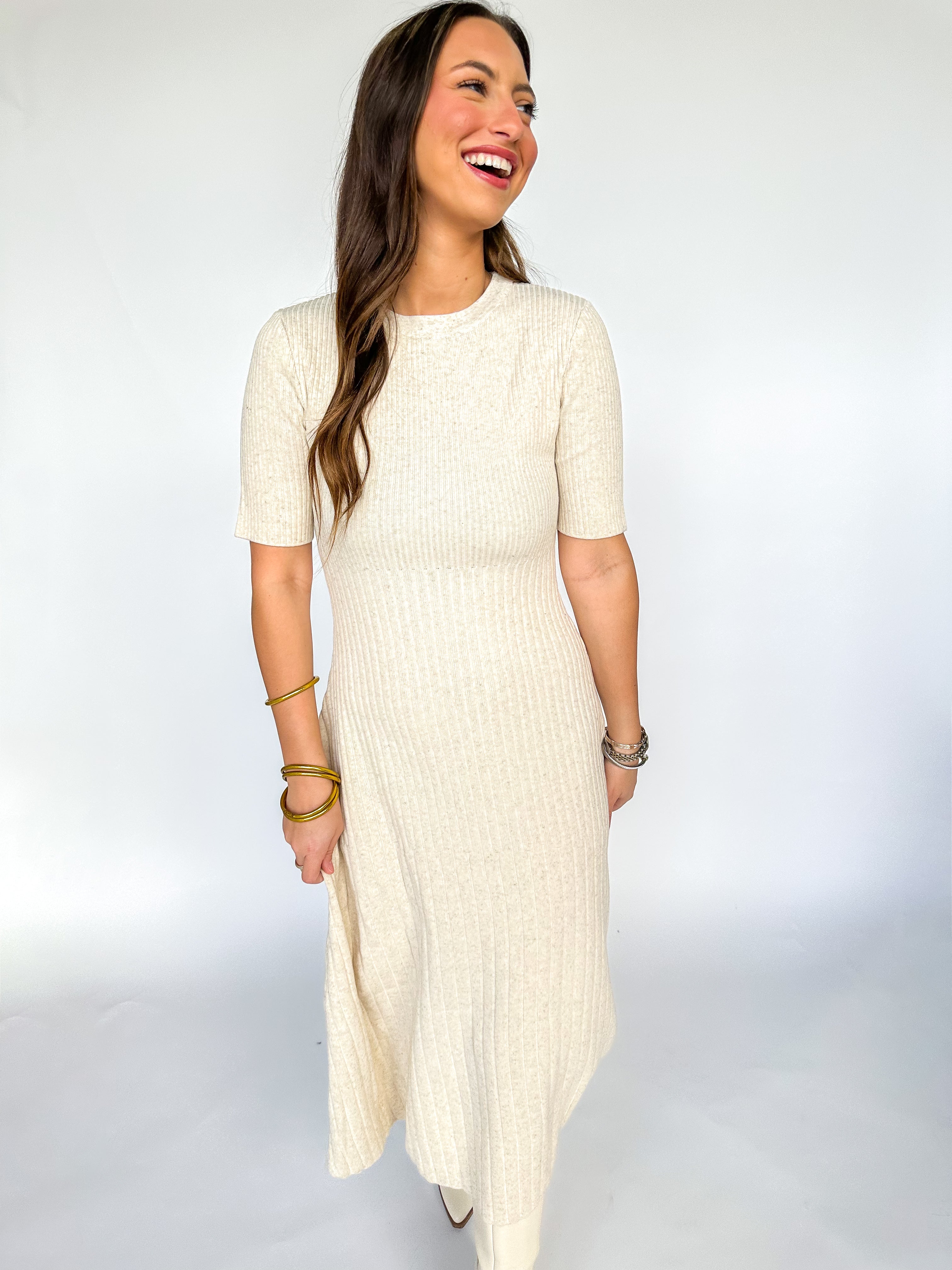 Oatmeal Rib Sweater Dress