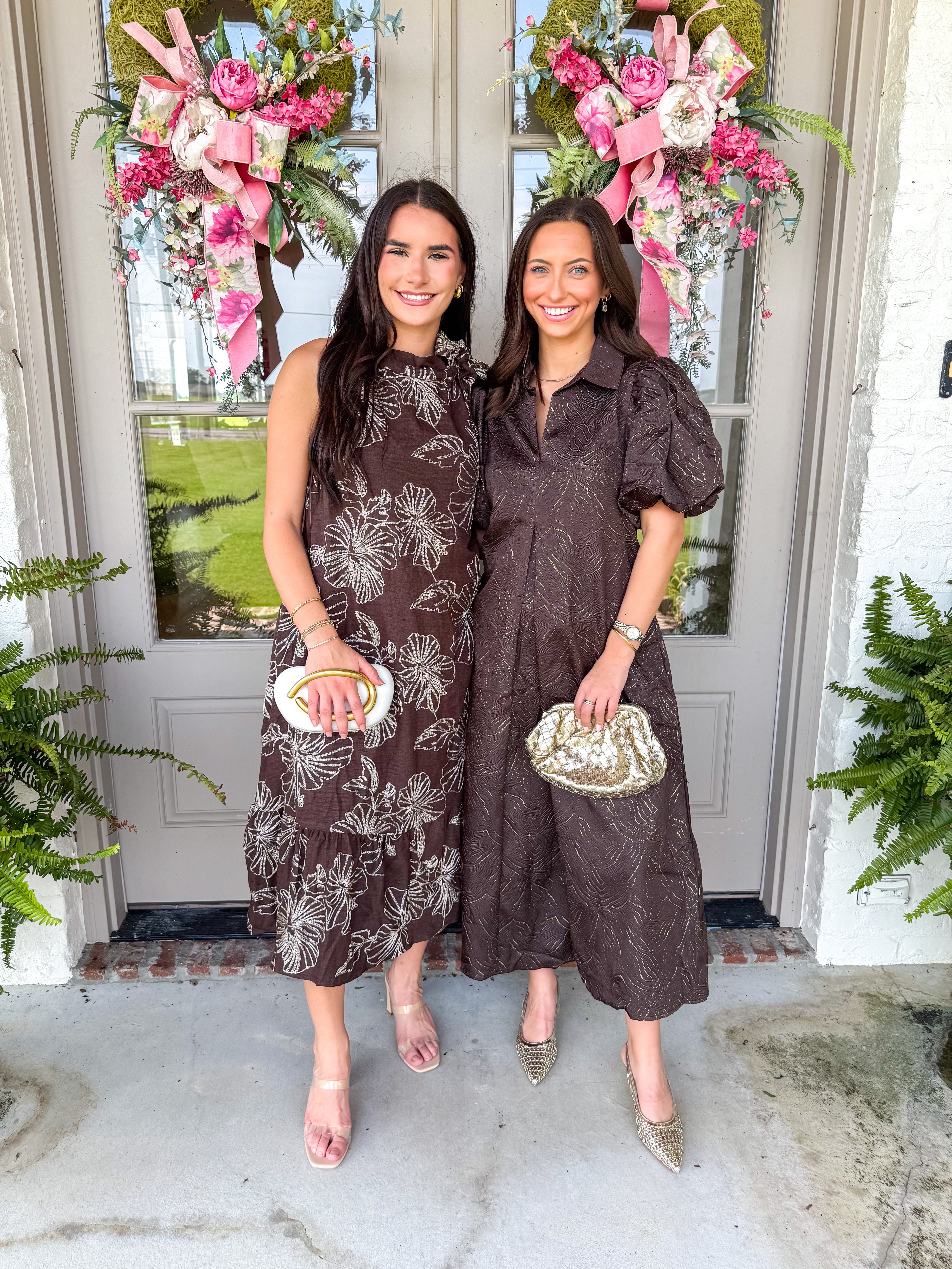 Chocolate Hibiscus Halter Midi Dress