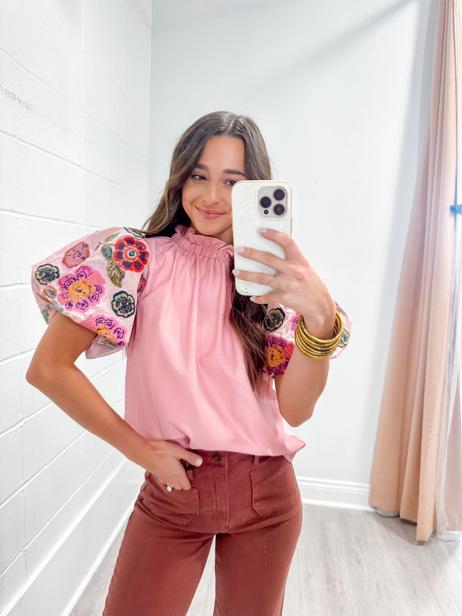 The Best Look Embroidered Pink Top