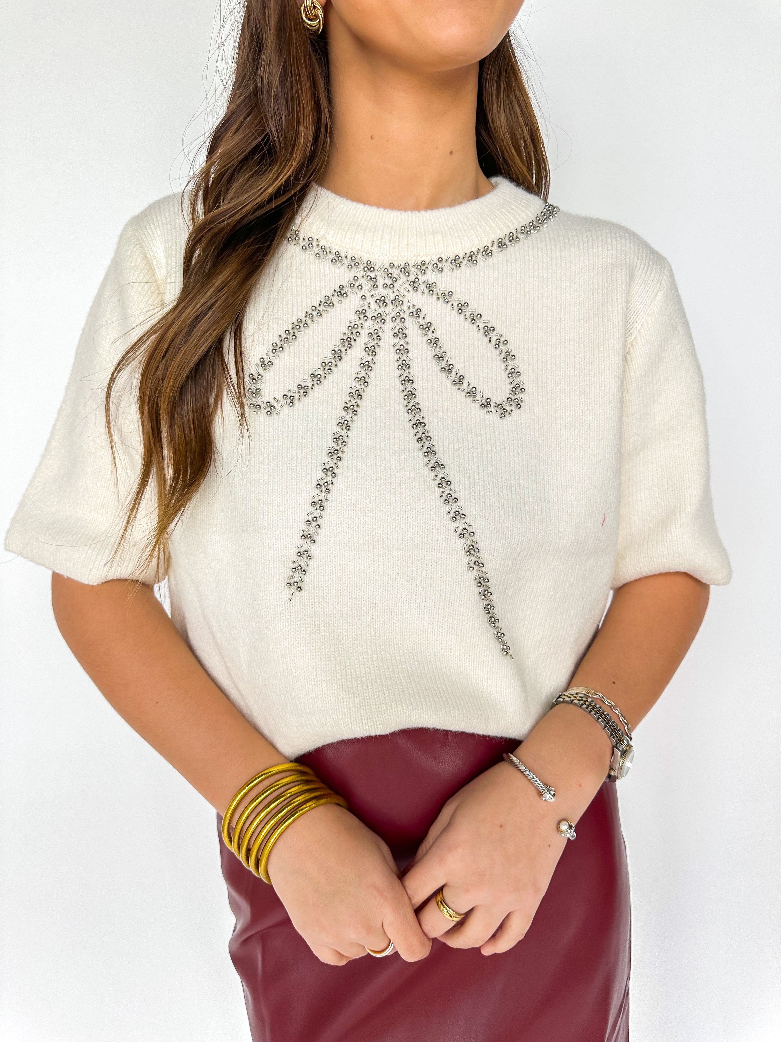 Let It Snow Rhinestone Sweater Top