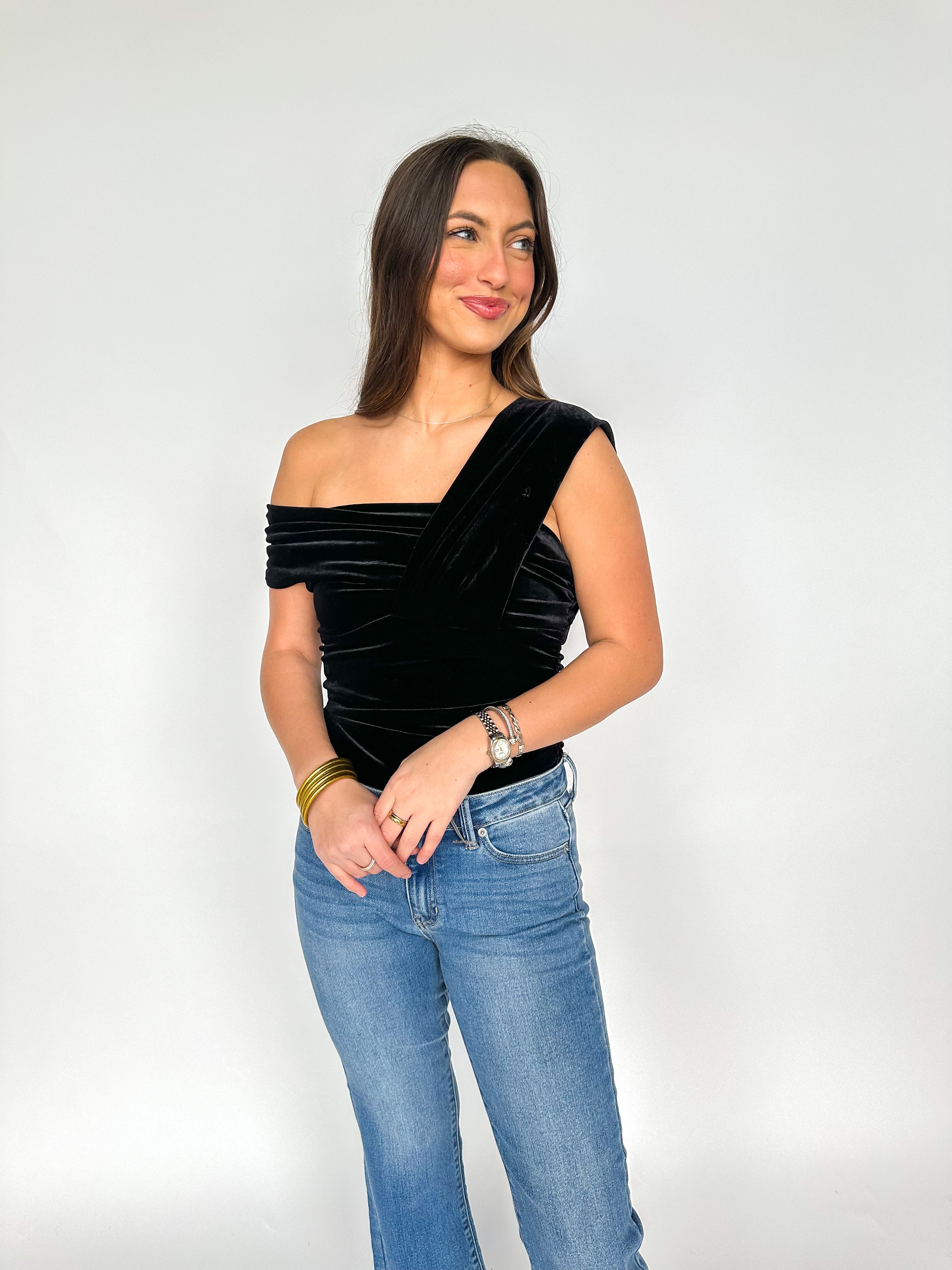 Nera Velvet Off Shoulder Bodysuit