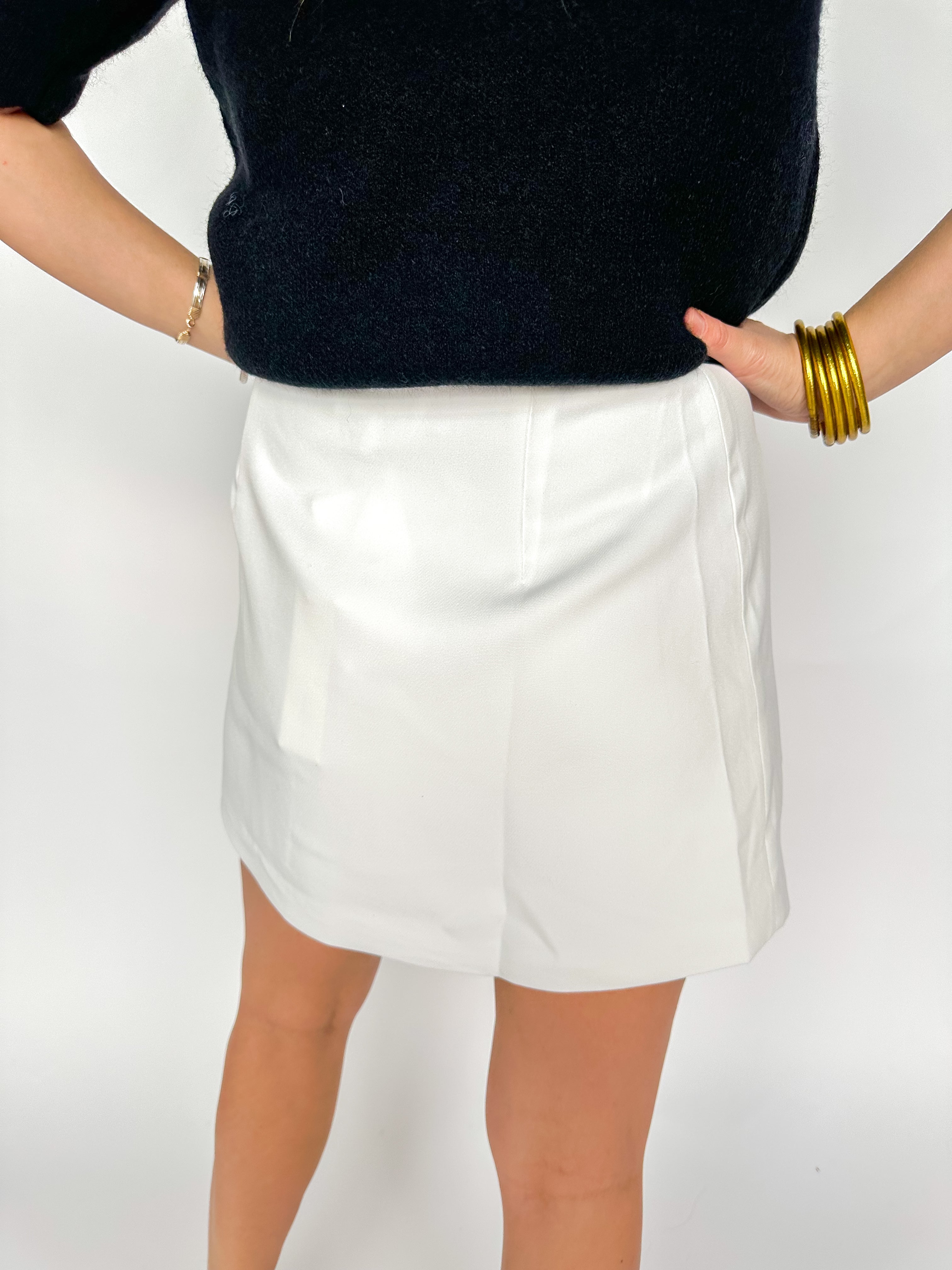 Bow Applique Mini Skirt White