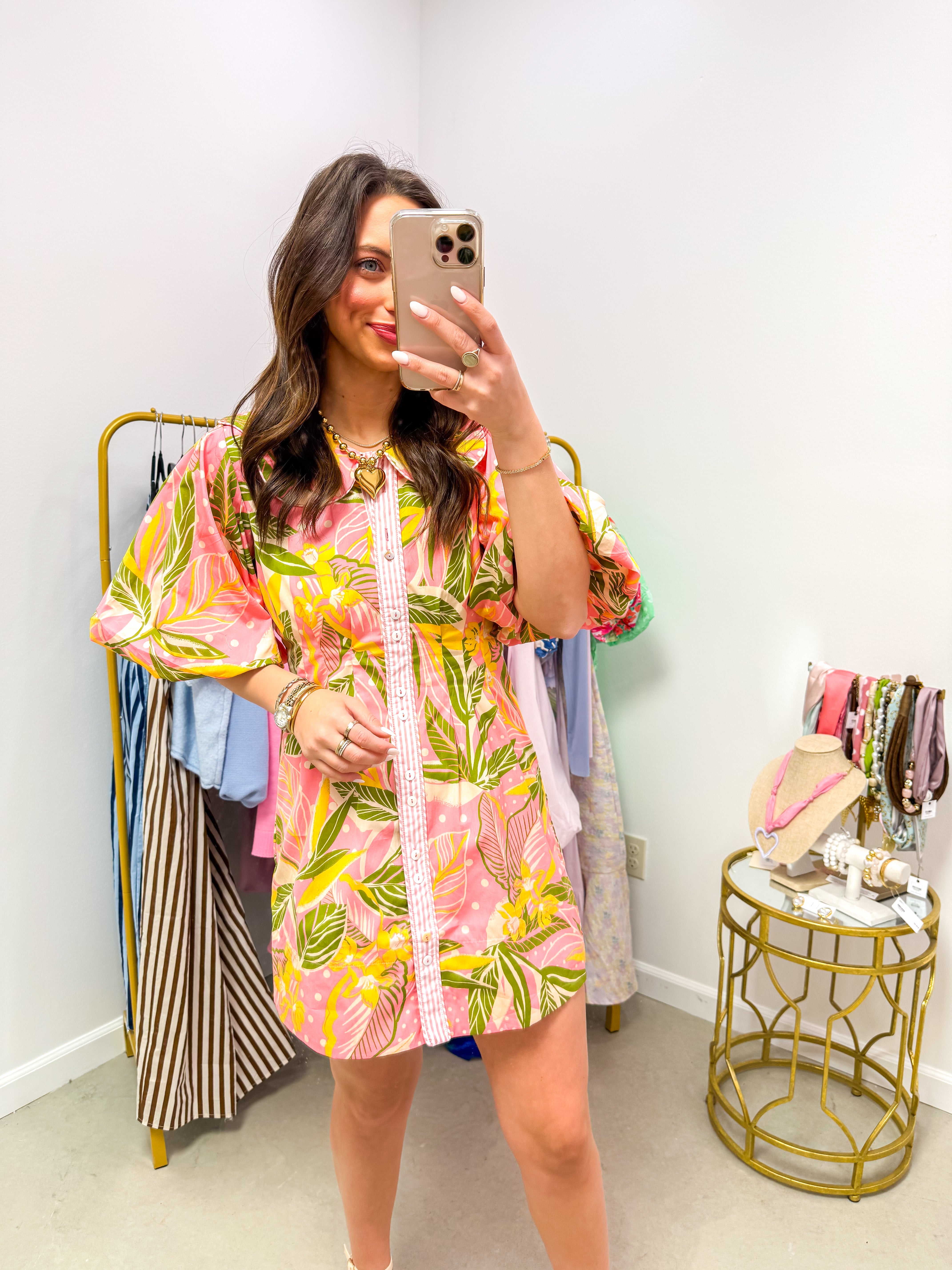 Nia Tropical Puff Sleeve Mini