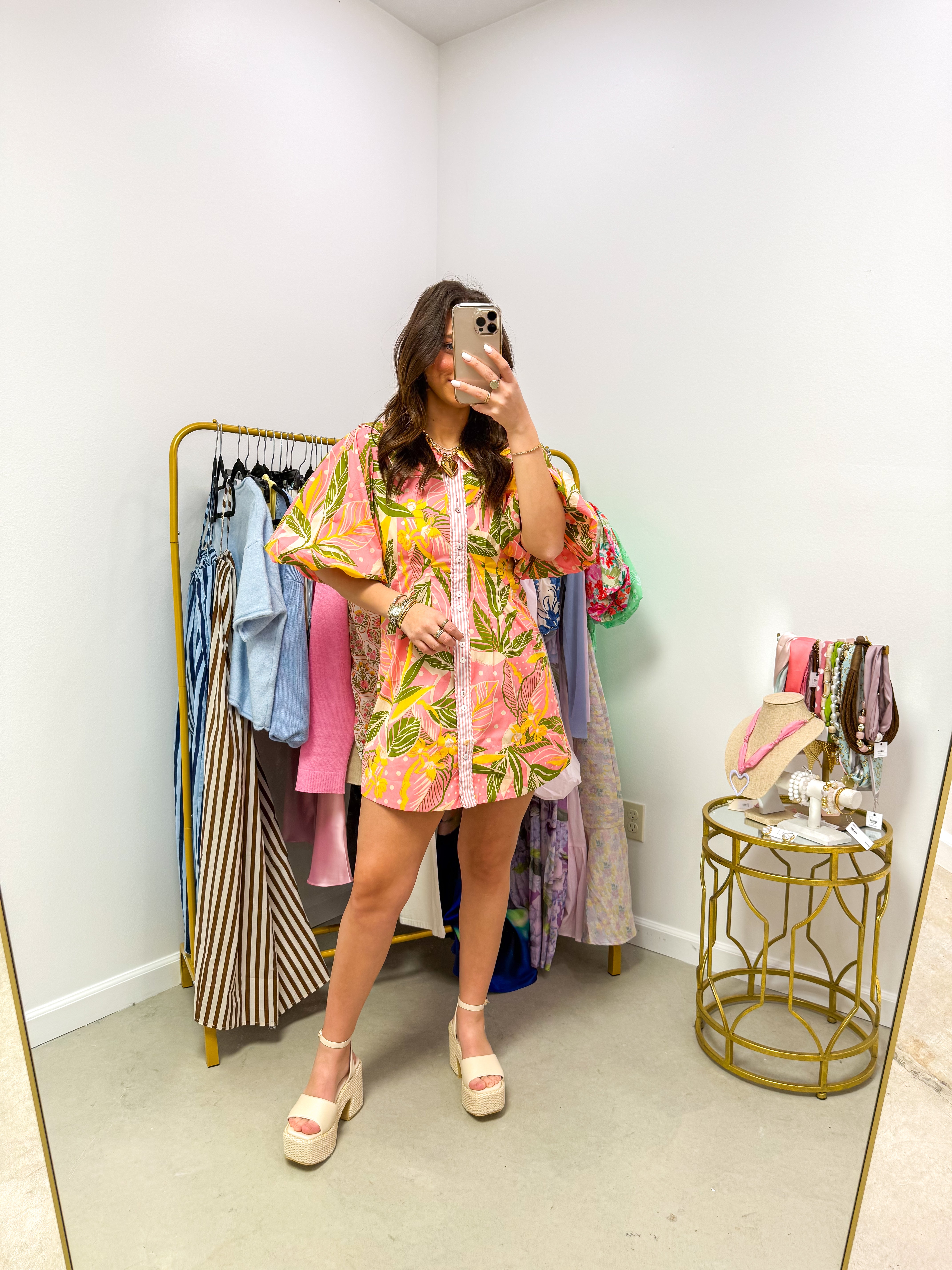 Nia Tropical Puff Sleeve Mini