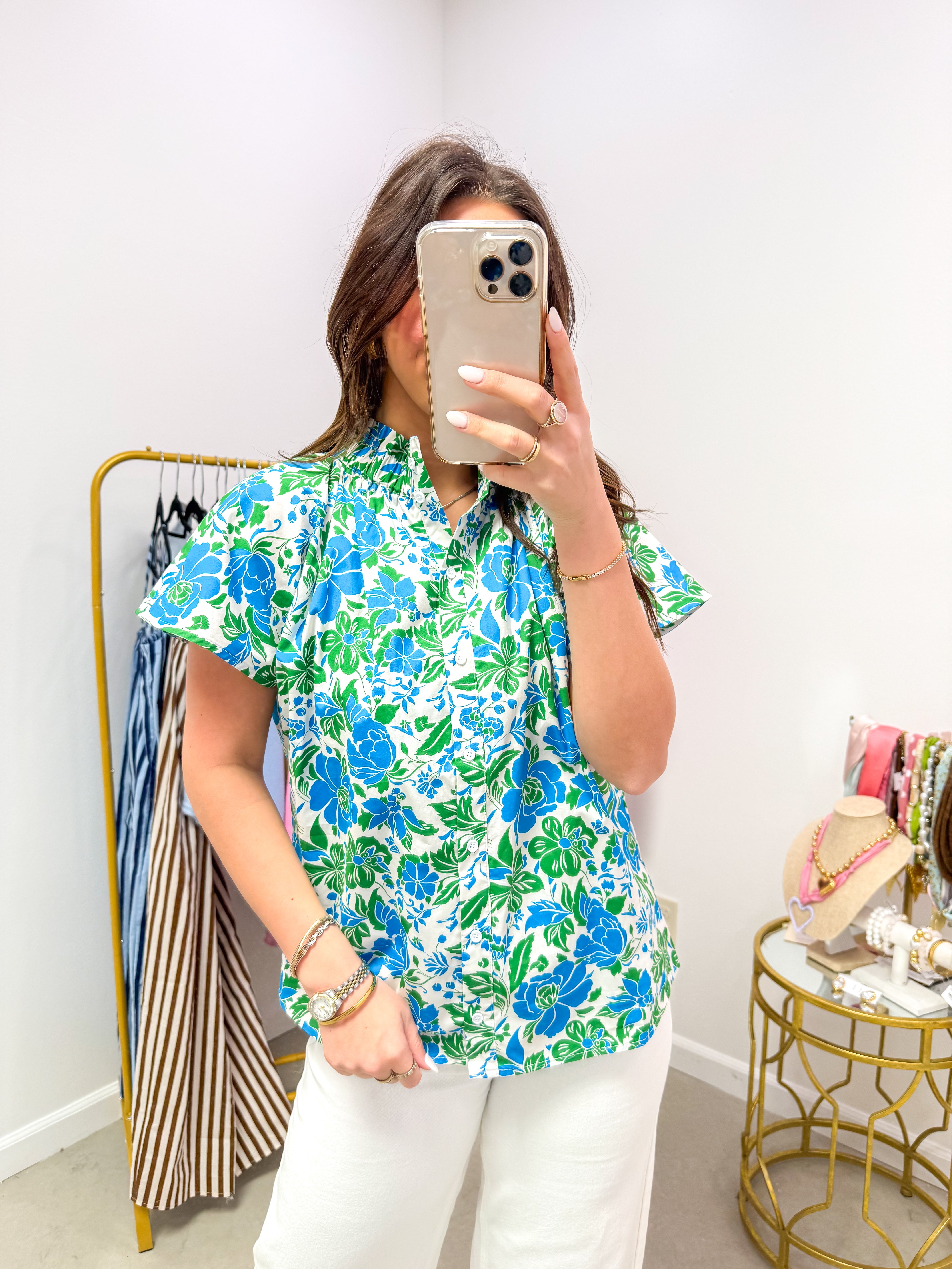 Bivore Floral Patma Mock Neck Top