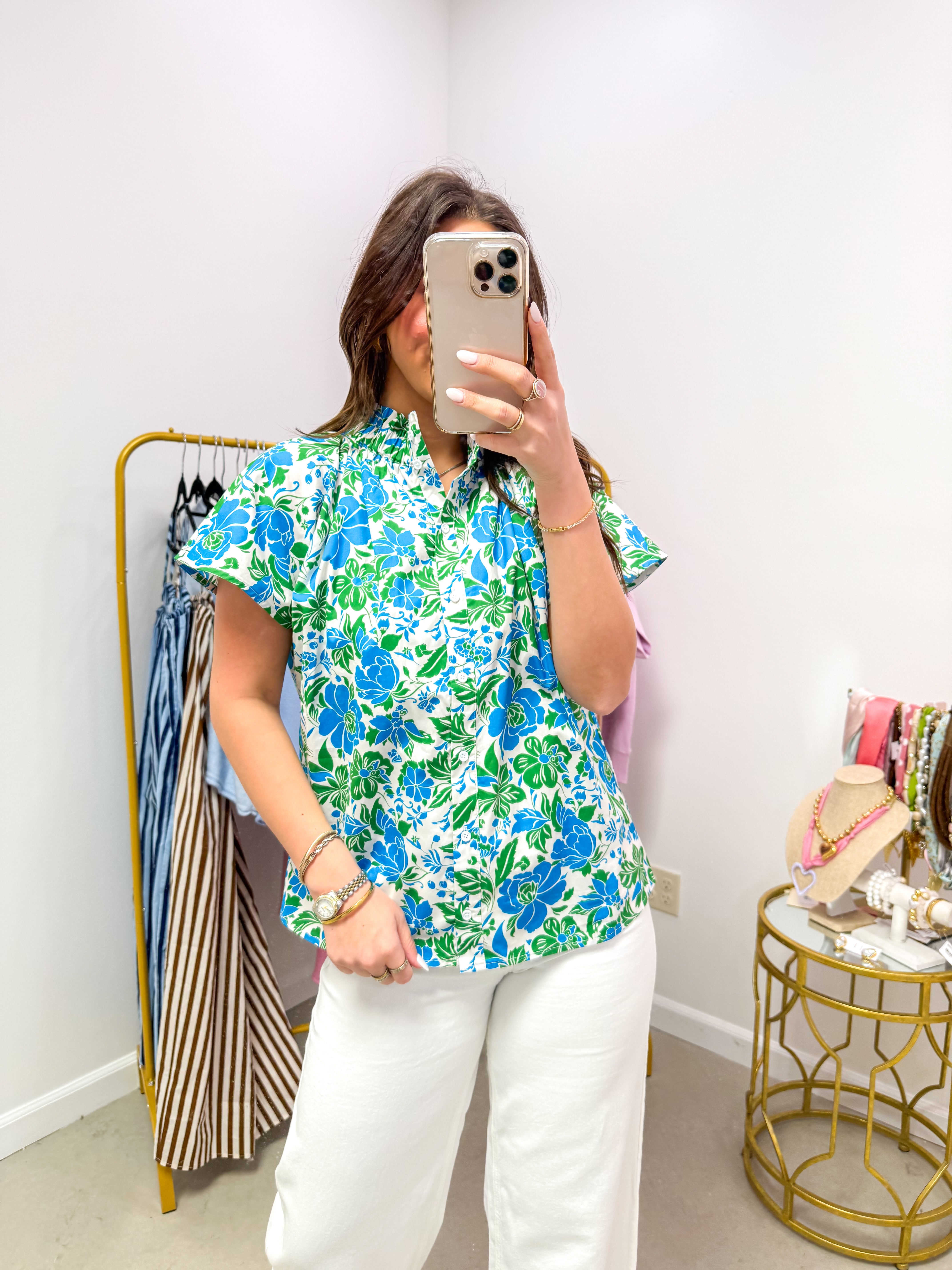 Bivore Floral Patma Mock Neck Top