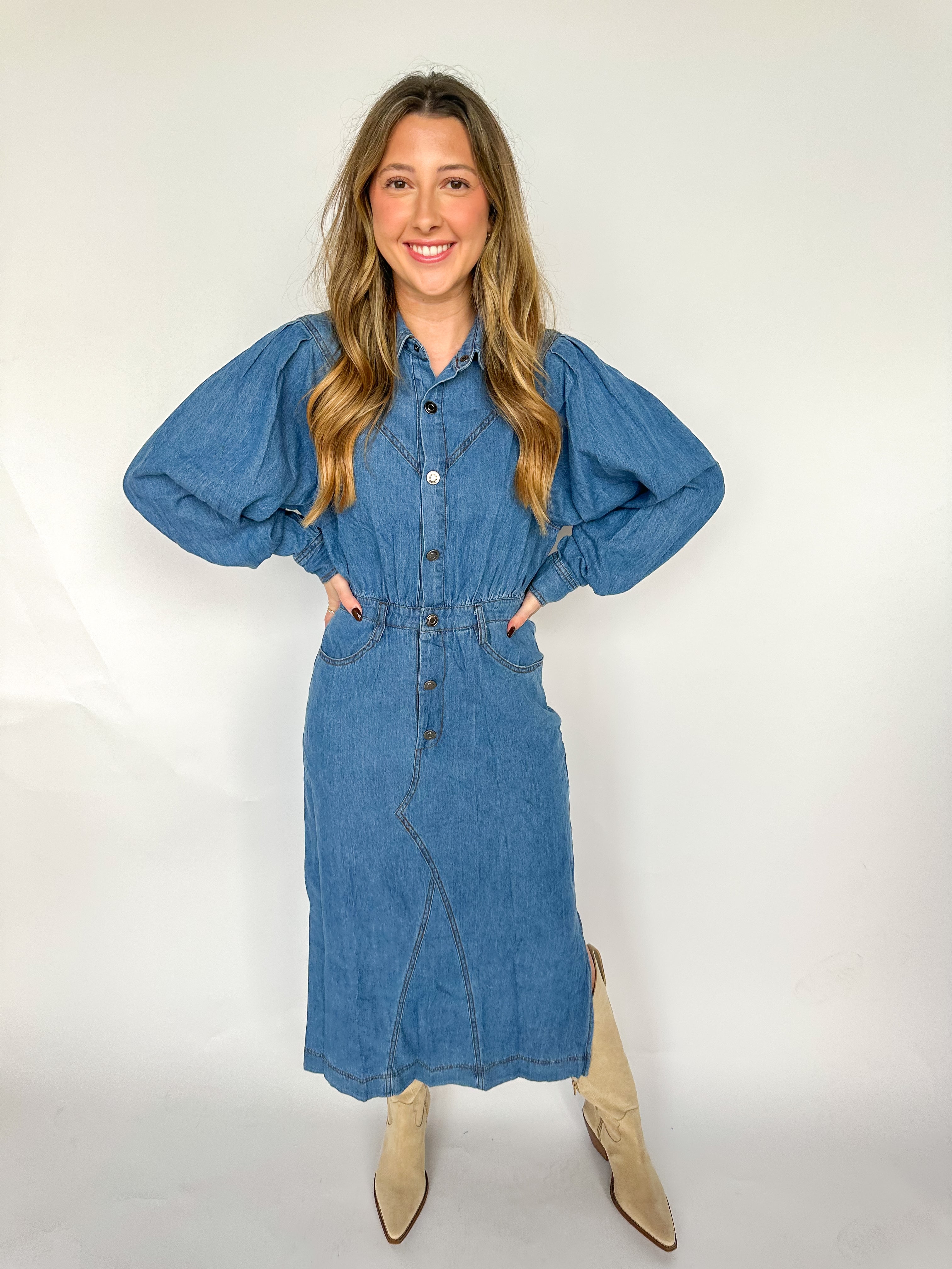 Simple Grace Denim Midi