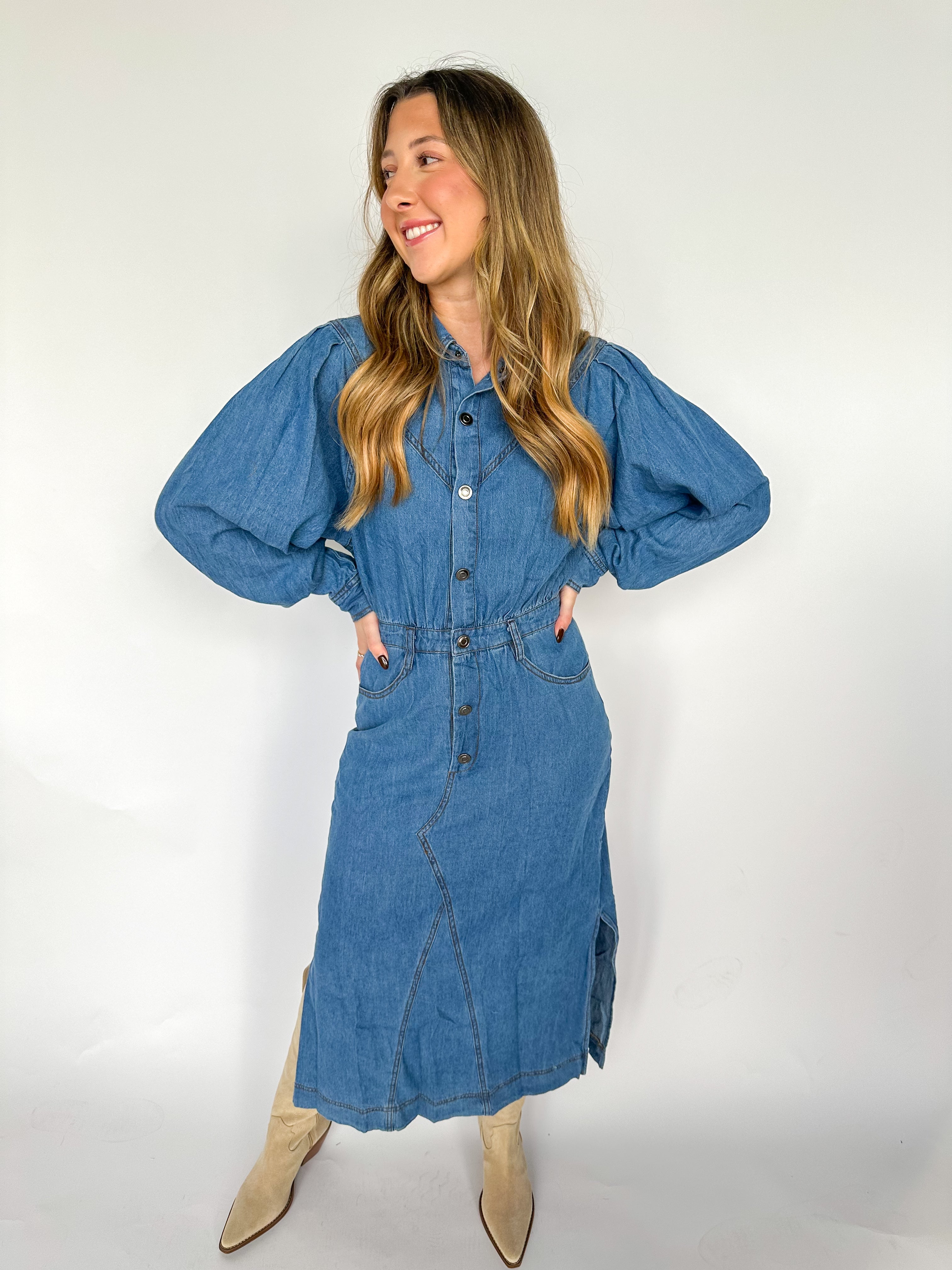 Simple Grace Denim Midi