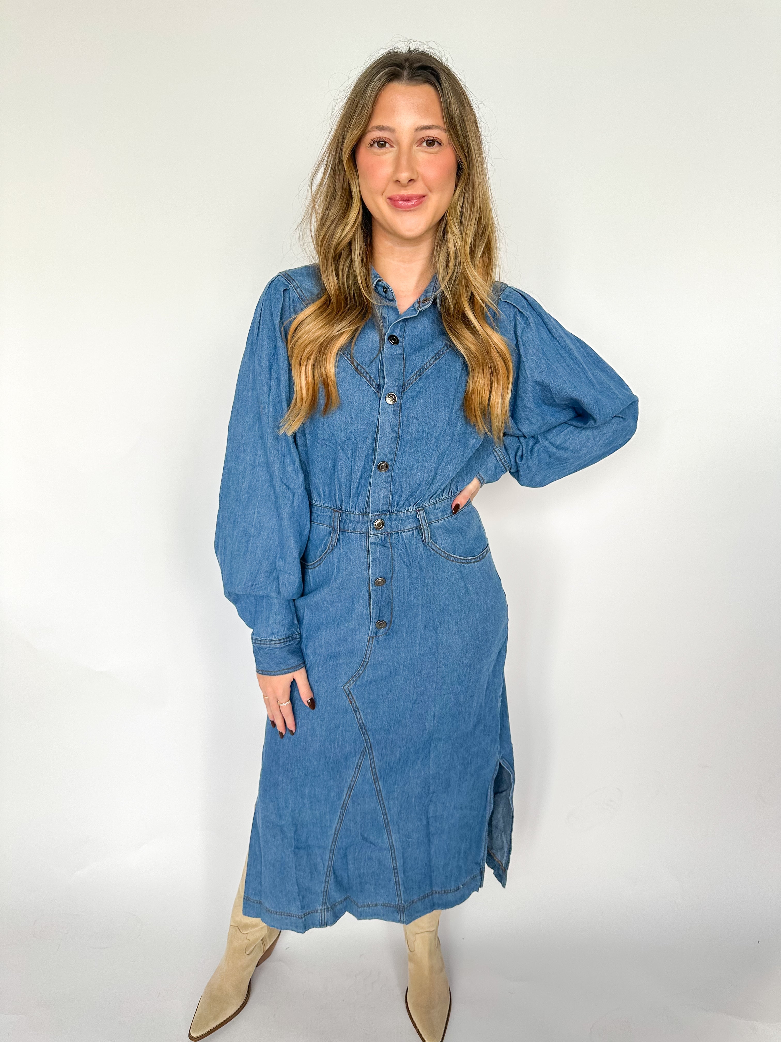 Simple Grace Denim Midi