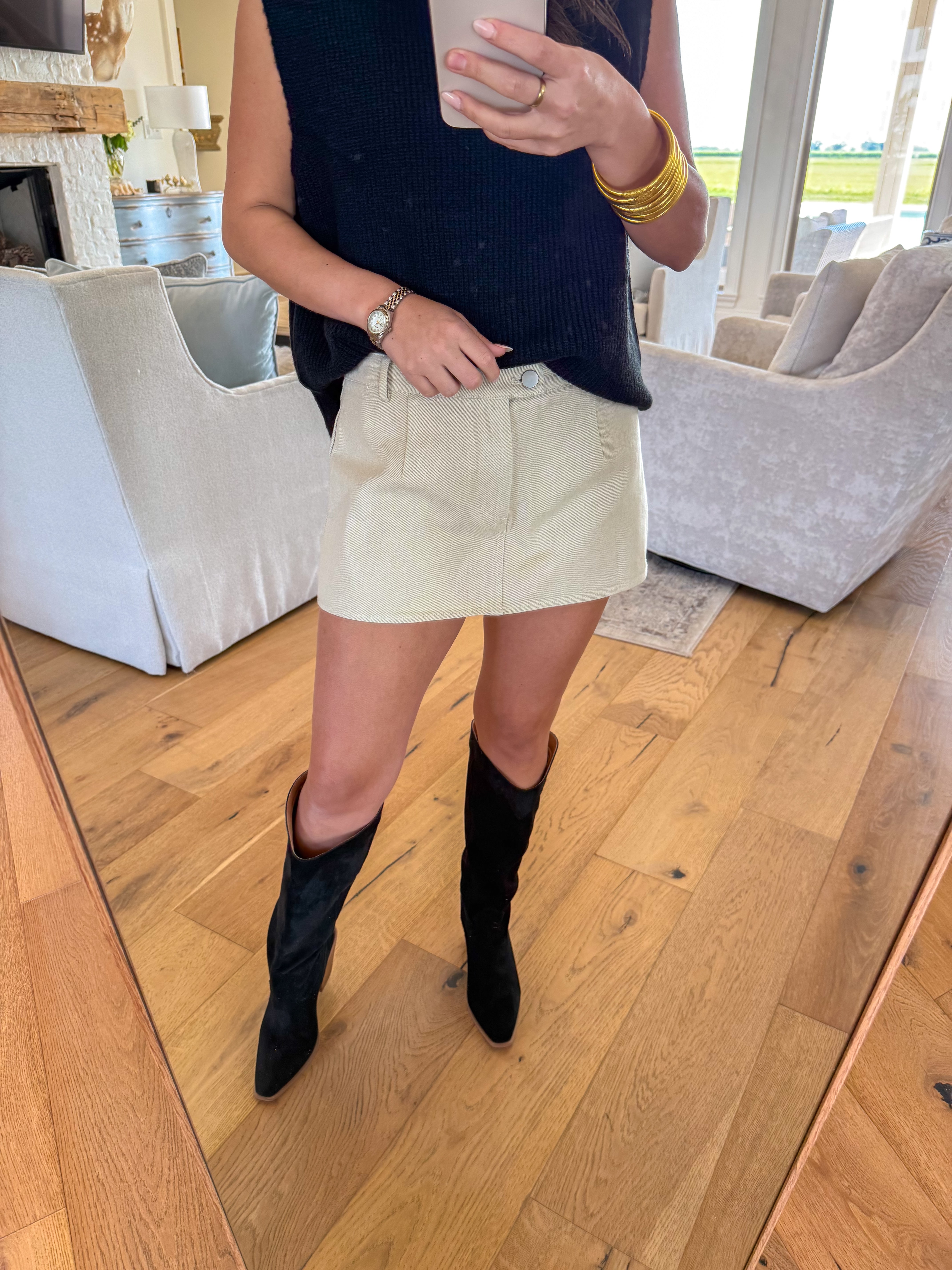 Saylor Ecru Denim Skort