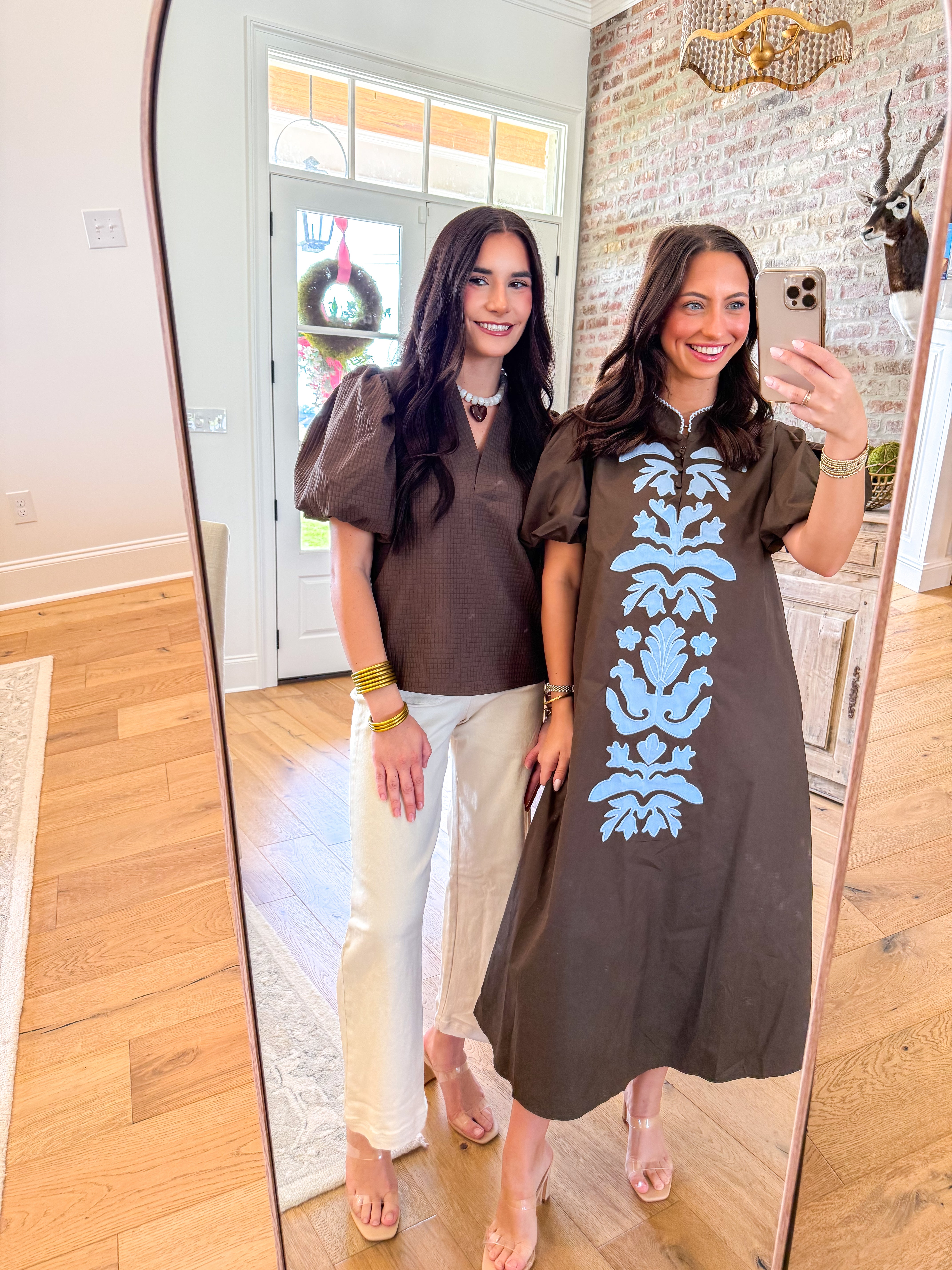Chocolate Folk Midi Dress