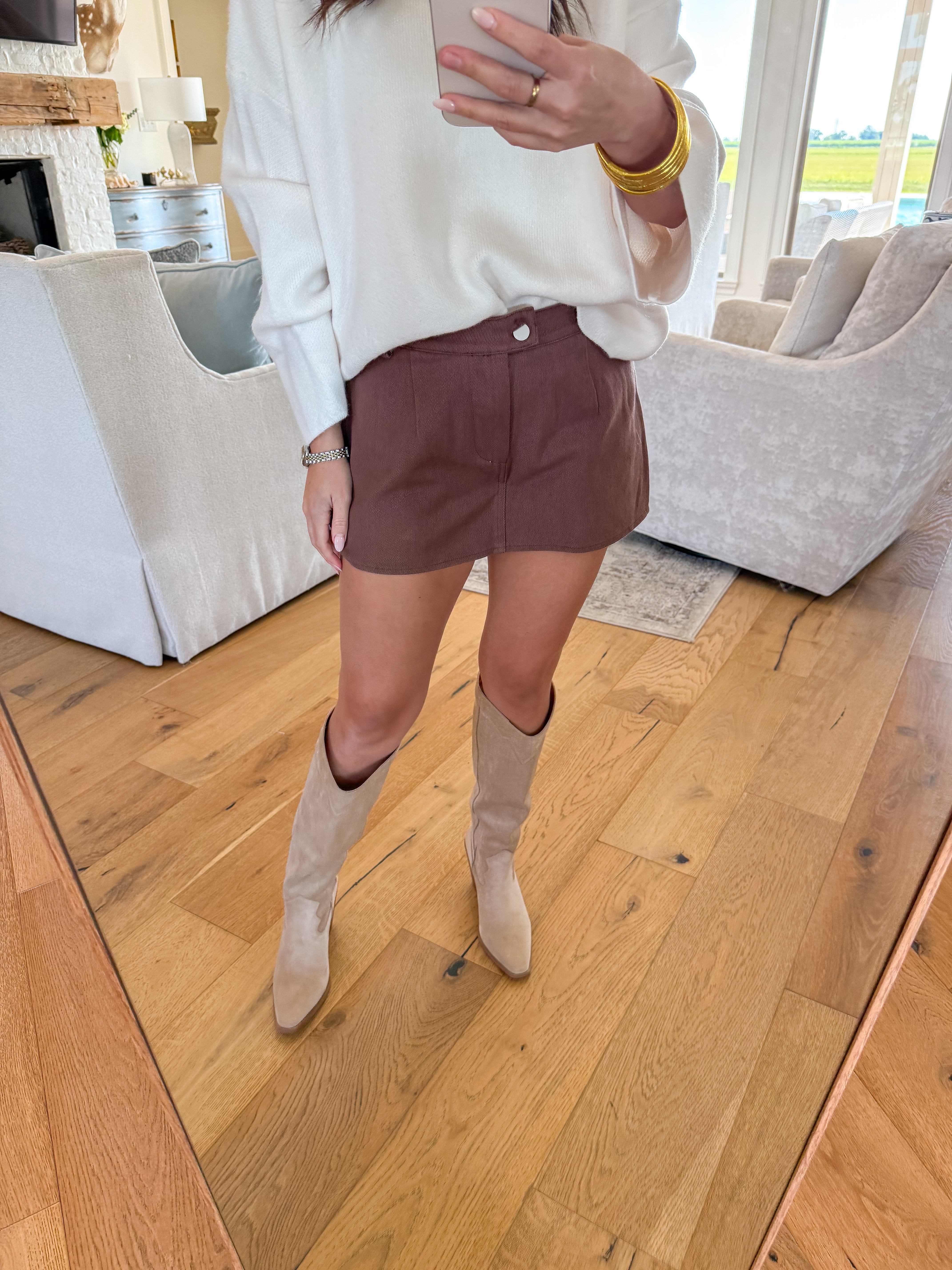 Saylor Brown Denim Skort