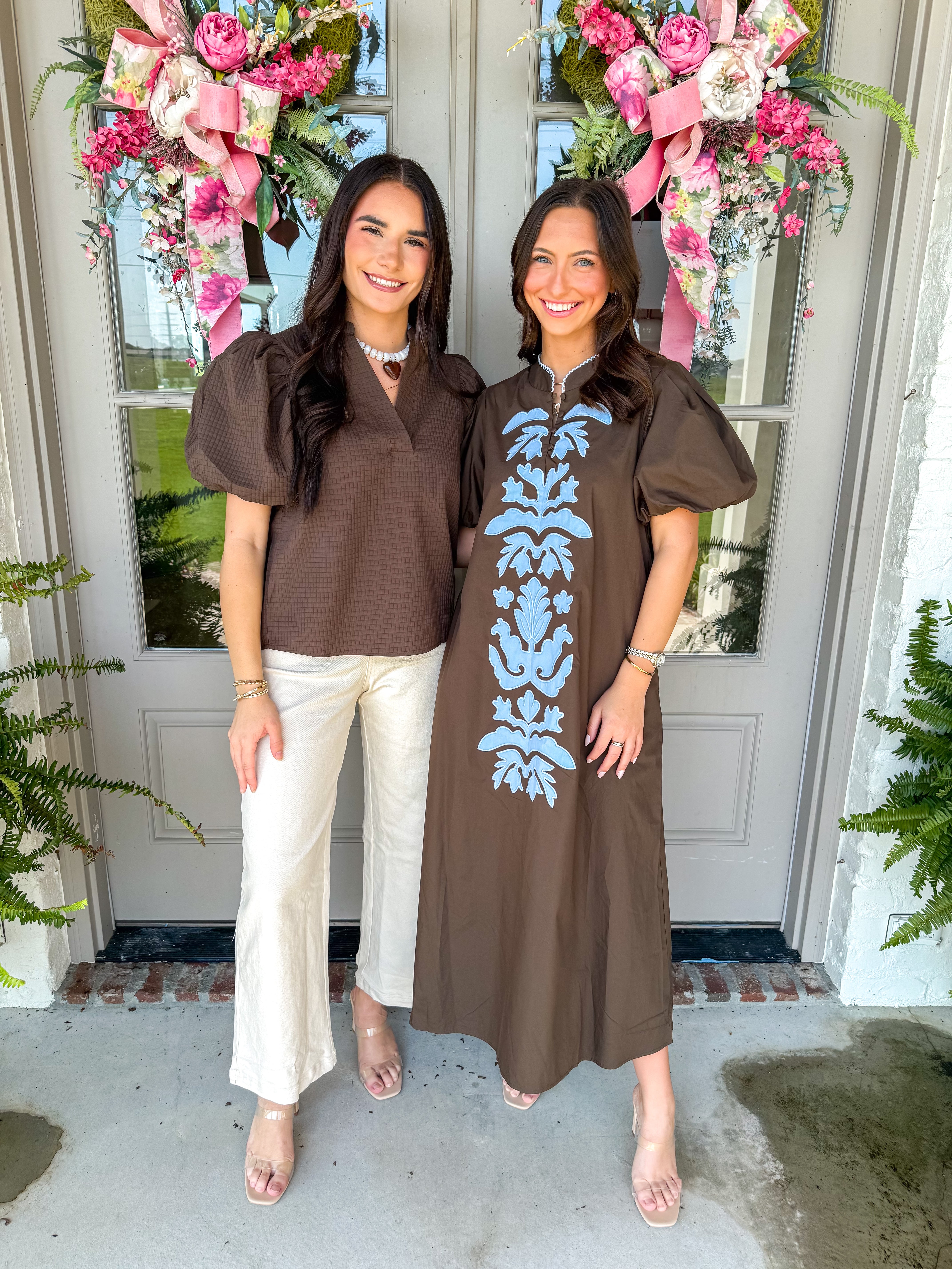 Chocolate Folk Midi Dress