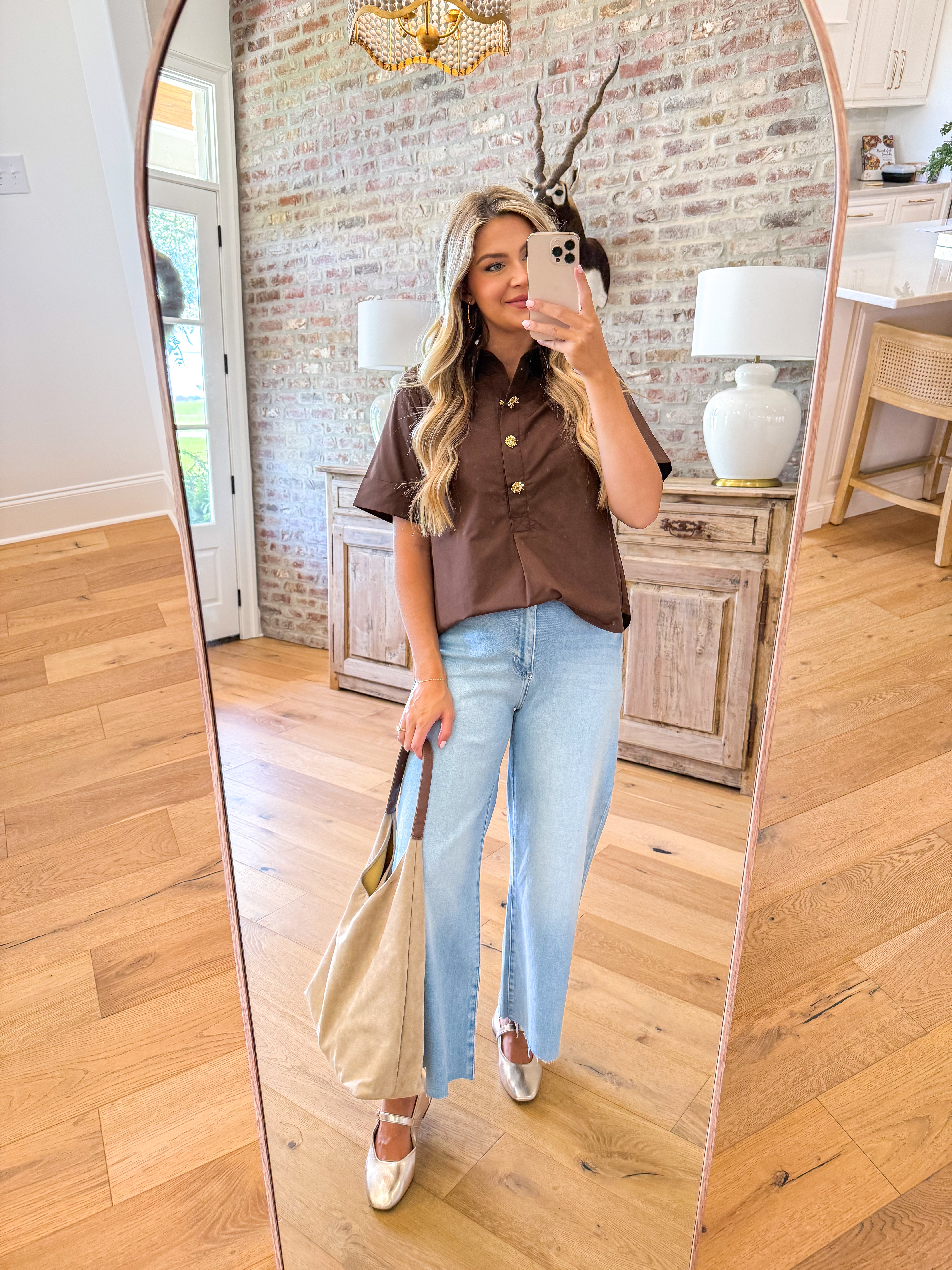Chocolate Charm Button-Up Top