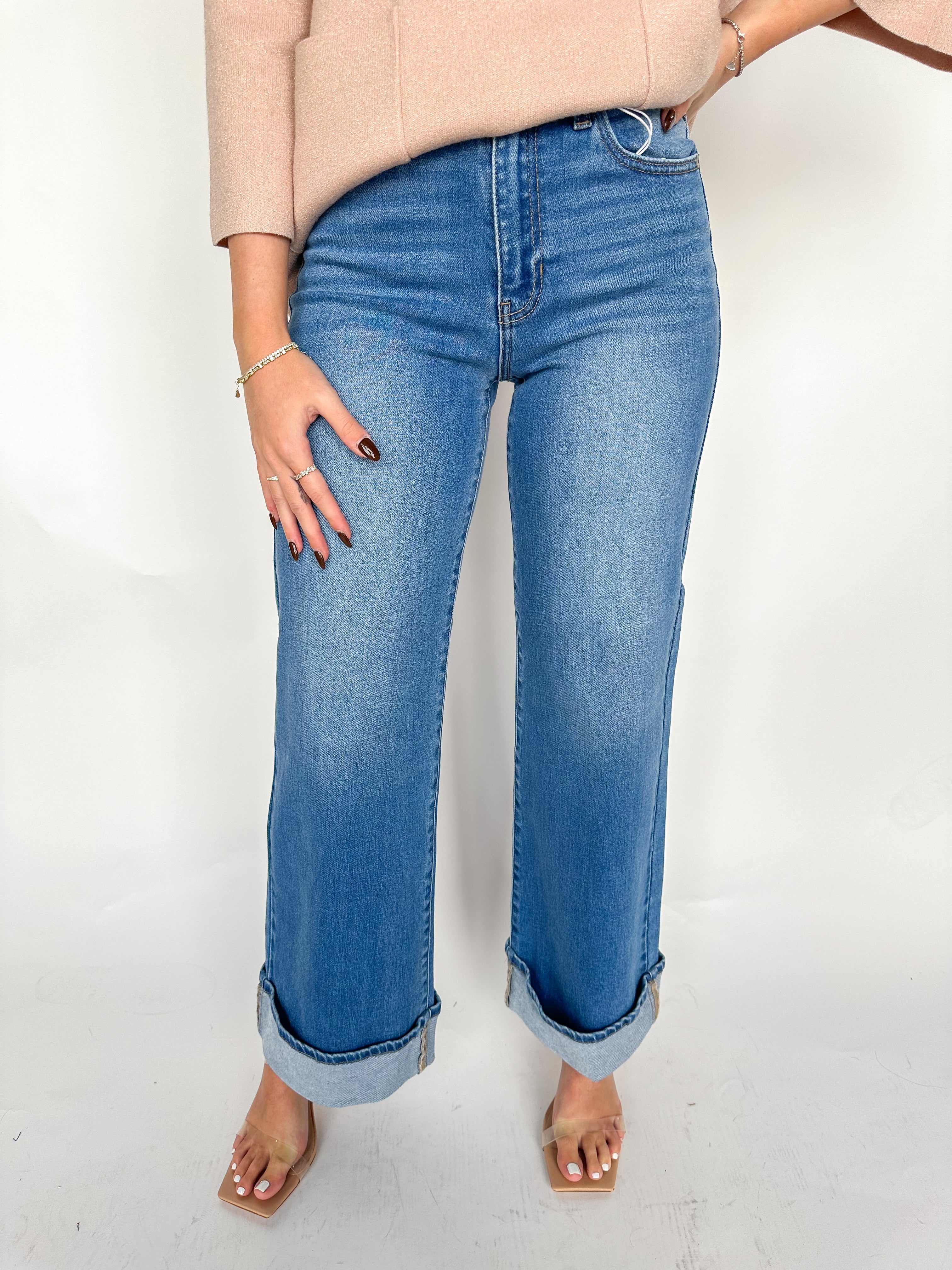 Cuffed Palazzo Medium Denim