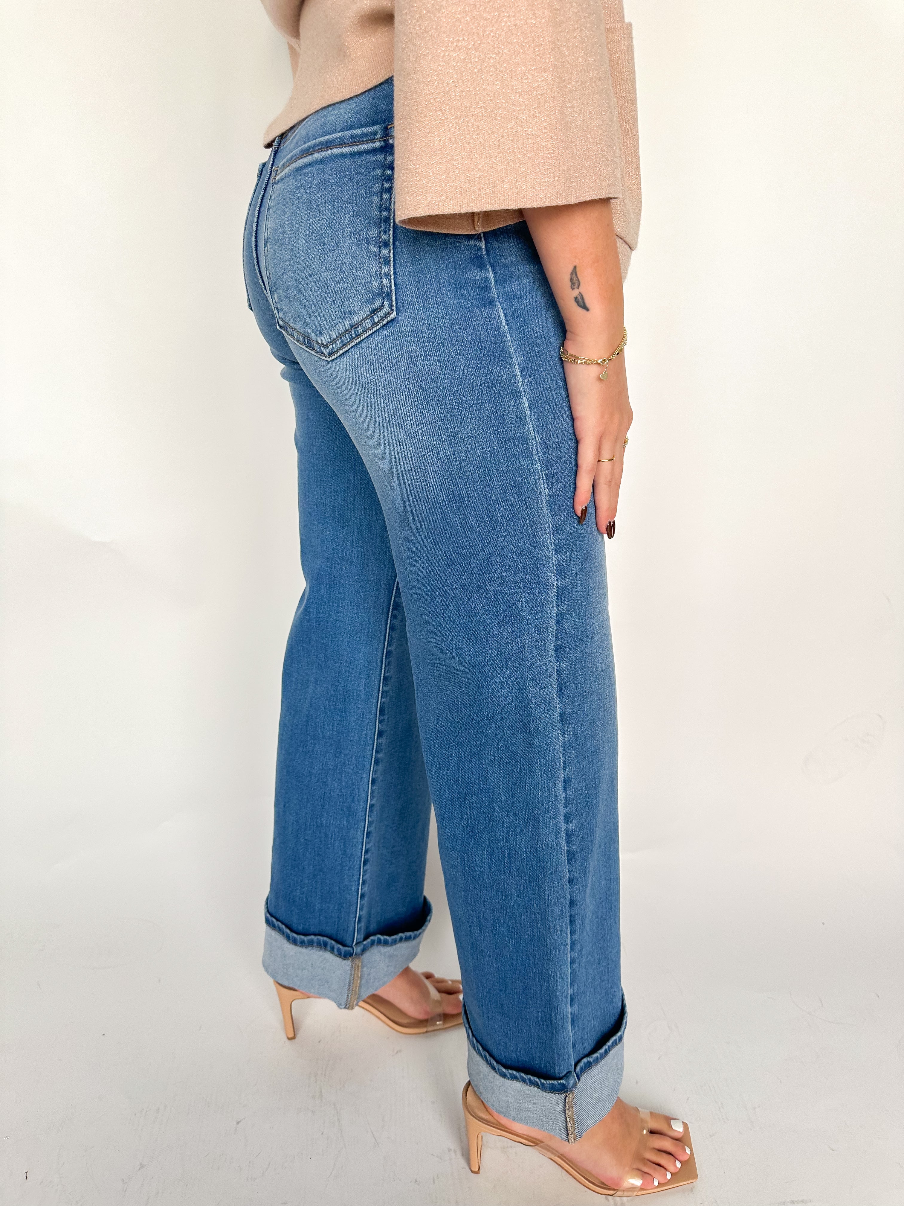 Cuffed Palazzo Medium Denim