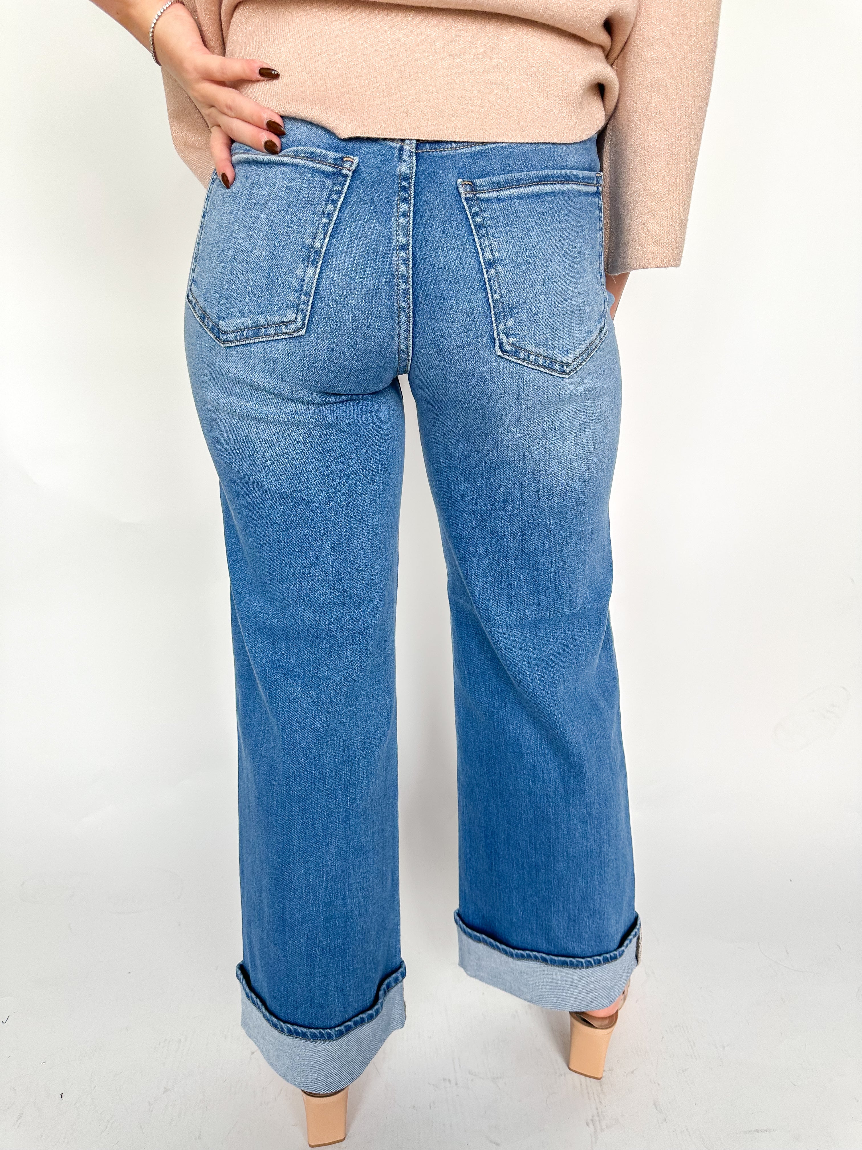 Cuffed Palazzo Medium Denim